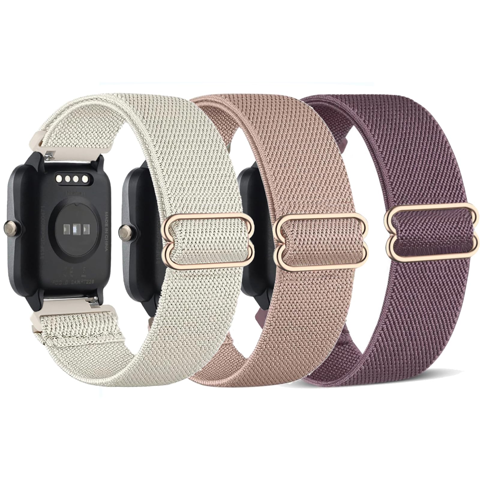 TUCOMO 3 Pack Stretchy Nylon Watch Bands Compatible with Veryfitpro ID205L,19mm Loop Elastic Straps for Willful YAMAY SW020 SW021 SW023 SW025 ID205 ID205L ID205S ID205U, Fitpolo ID205L Women Men