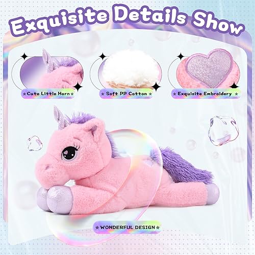 Miniatura 3 de Lanmore Almohada de peluche gigante de unicornio de 61 cm, almohada de peluche para abrazar unicorno para niñas, regalo para Navidad, cumpleaños o