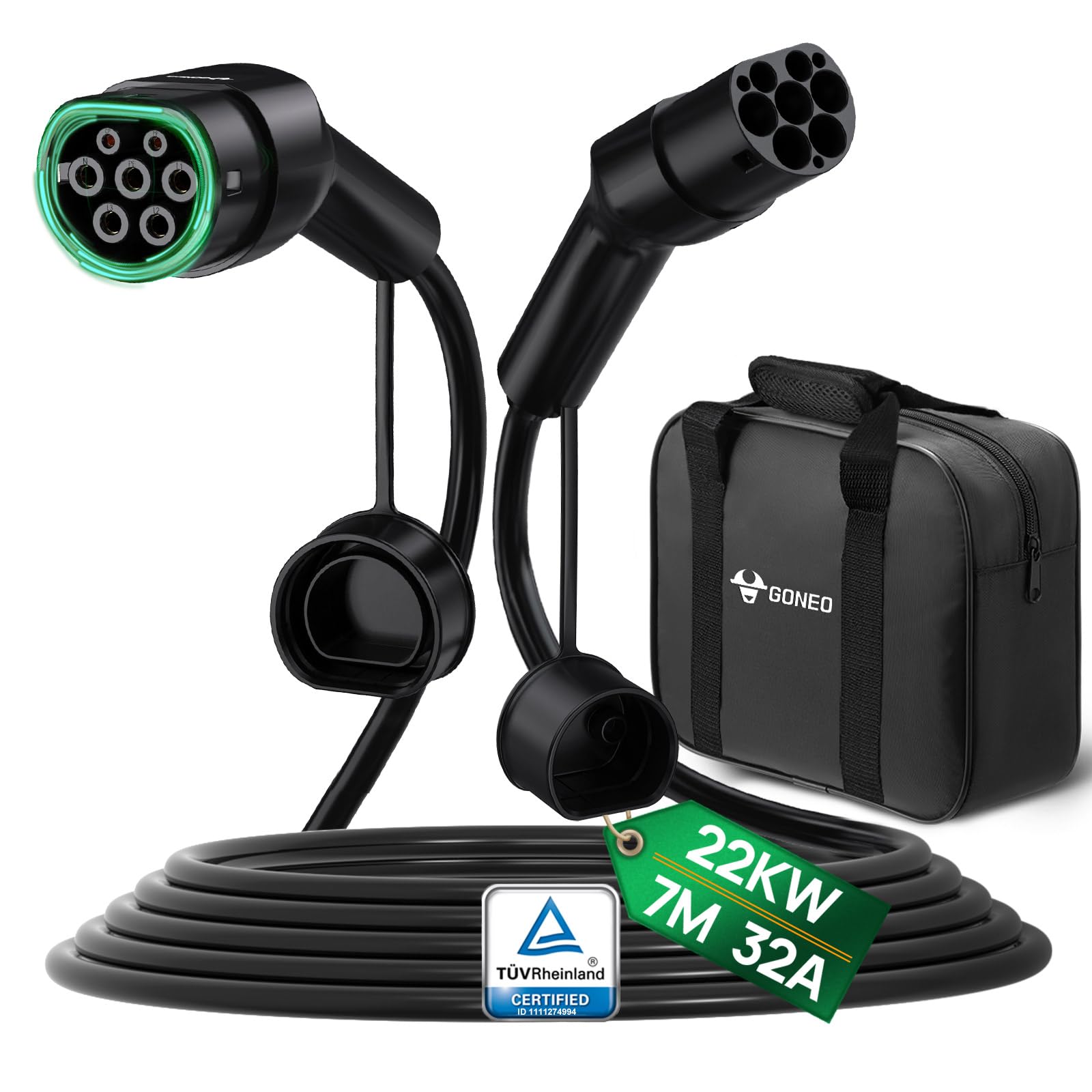 GONEO Tipo 2 Cavo di Ricarica 22kW 7M 32A Cavo di Ricarica Auto Elettrica Tipo 2