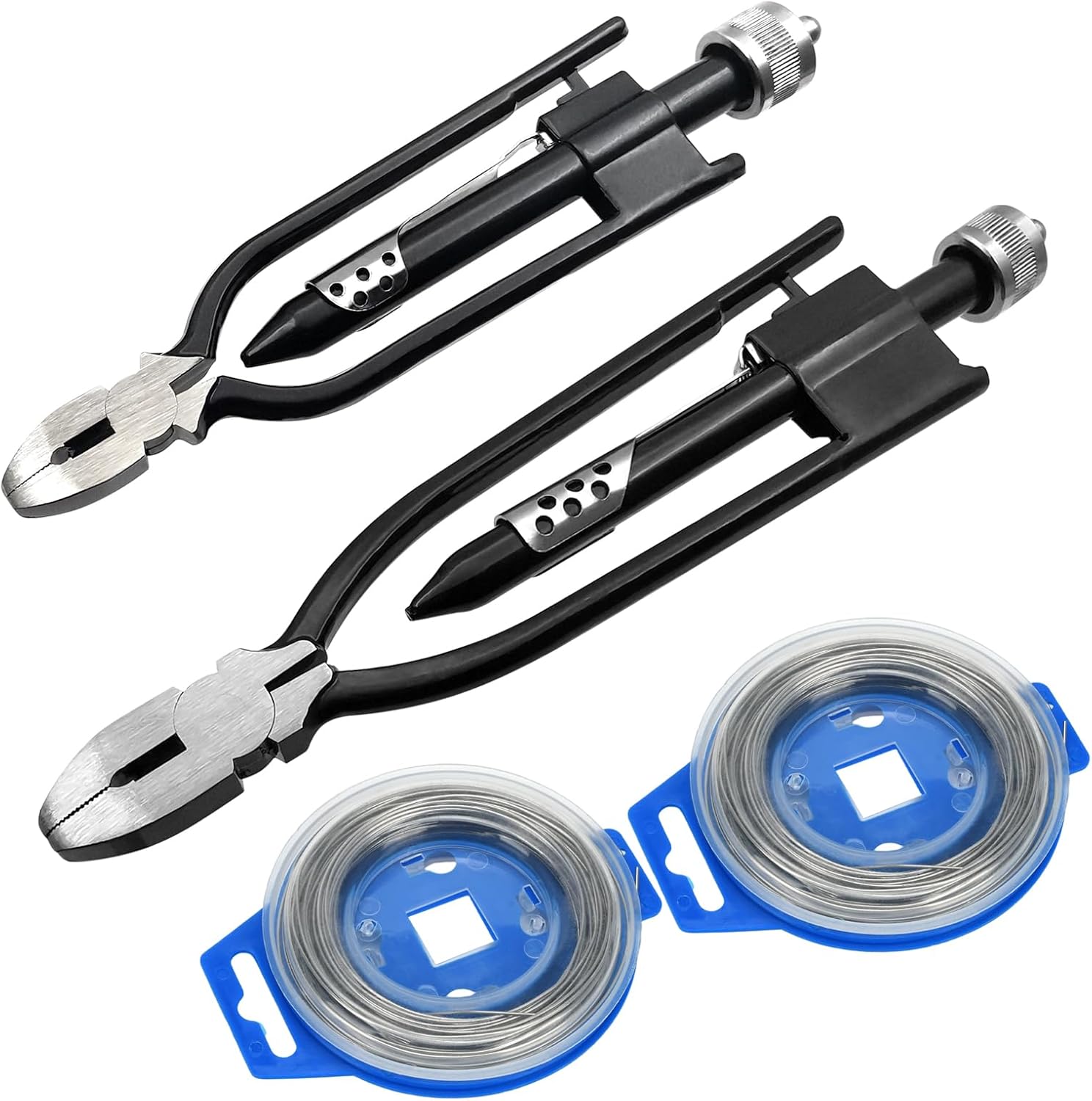 2 Pcs 6 Inch & 9 Inch Safety Wire Twisting Pliers with 50 FT Safety Wire, Wire Twisting Tool Lock Wire Pliers, Wire Twister Tool for Automatic Metal Lock Twister for Aircraft, Machinery, Vehicles