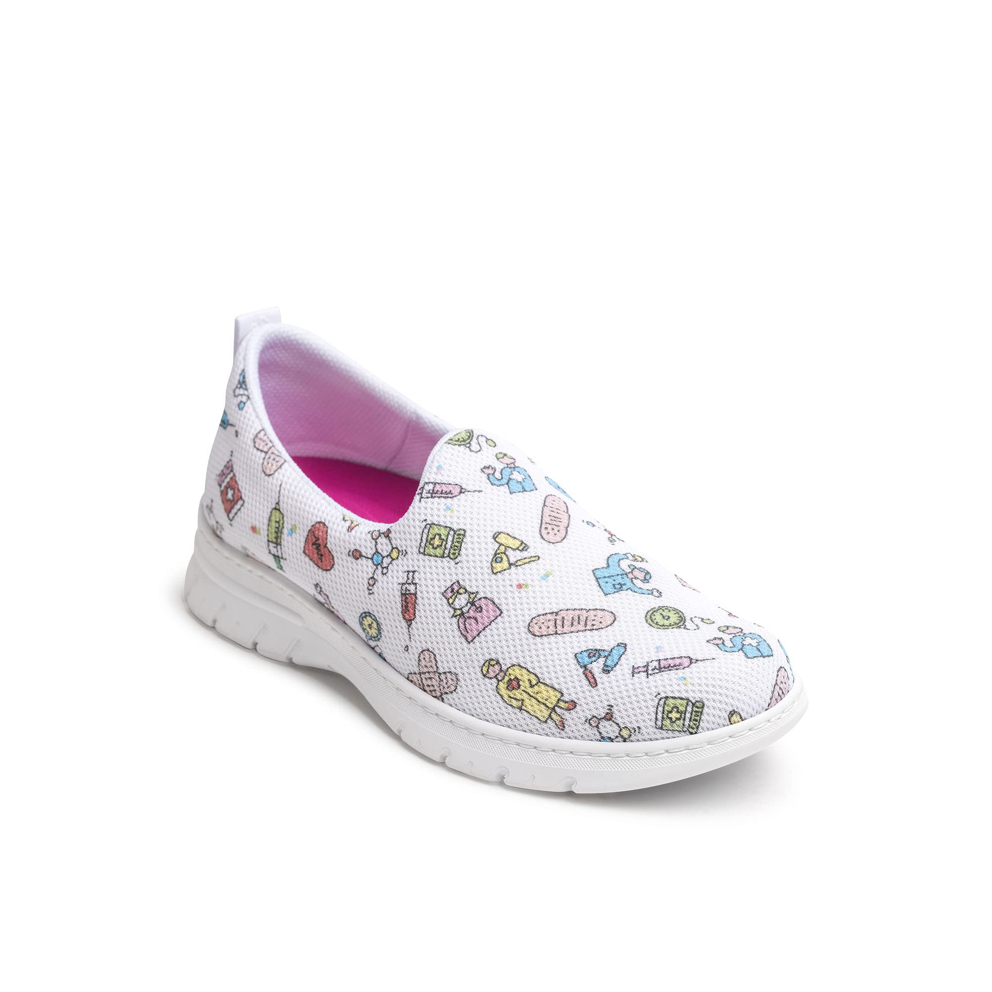 Dian Zapatillas de Trabajo ultraligeras, antibacterianas, Antideslizantes, Ideales para hospitales, Sanitarios, cocinas y Personas de Limpieza, Valencia Plus Estampado