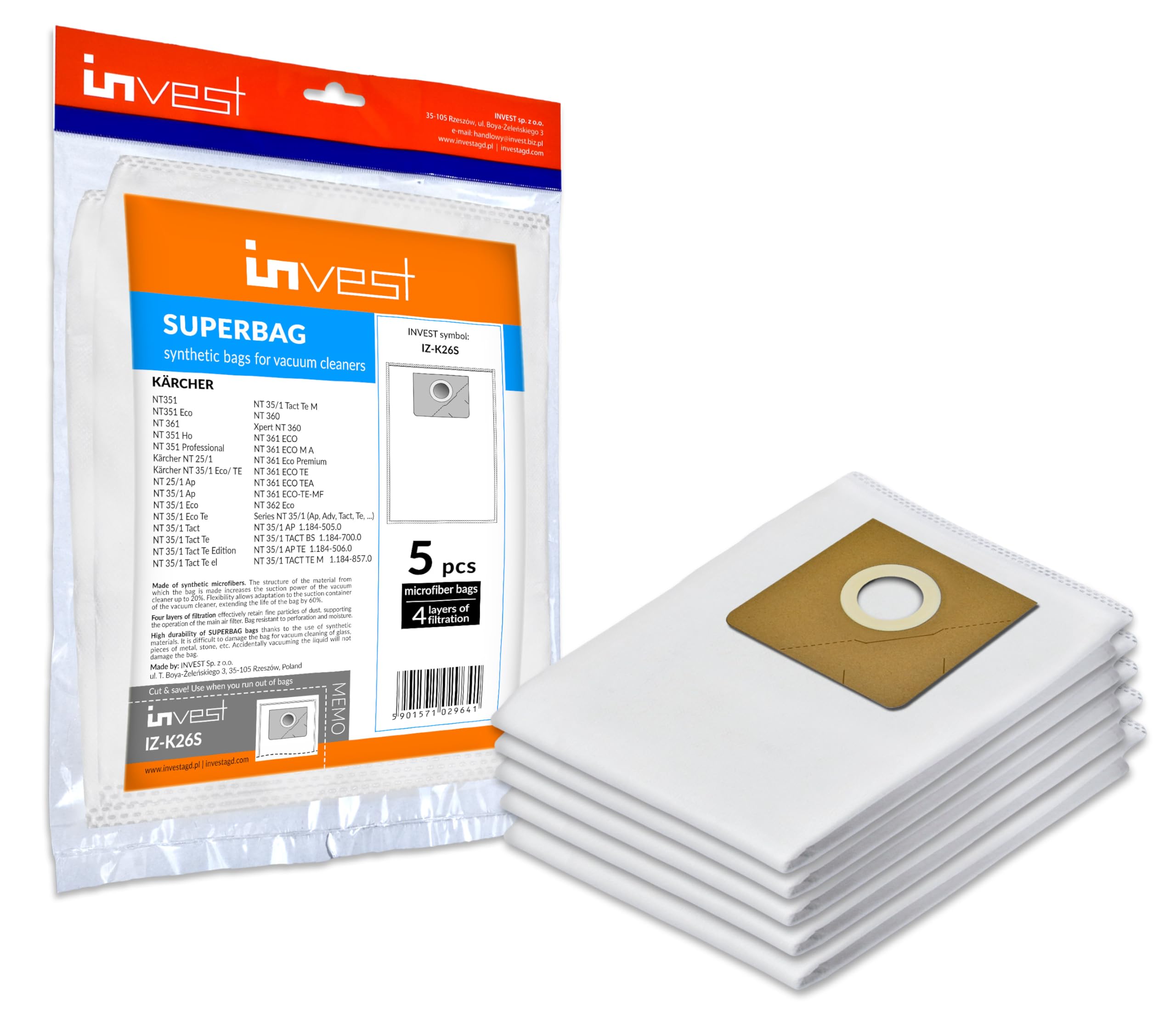20 Sacs d'Aspirateur pour Kärcher MV6 - MV 6 Premium, 2.863-006.0, KÄRCHER