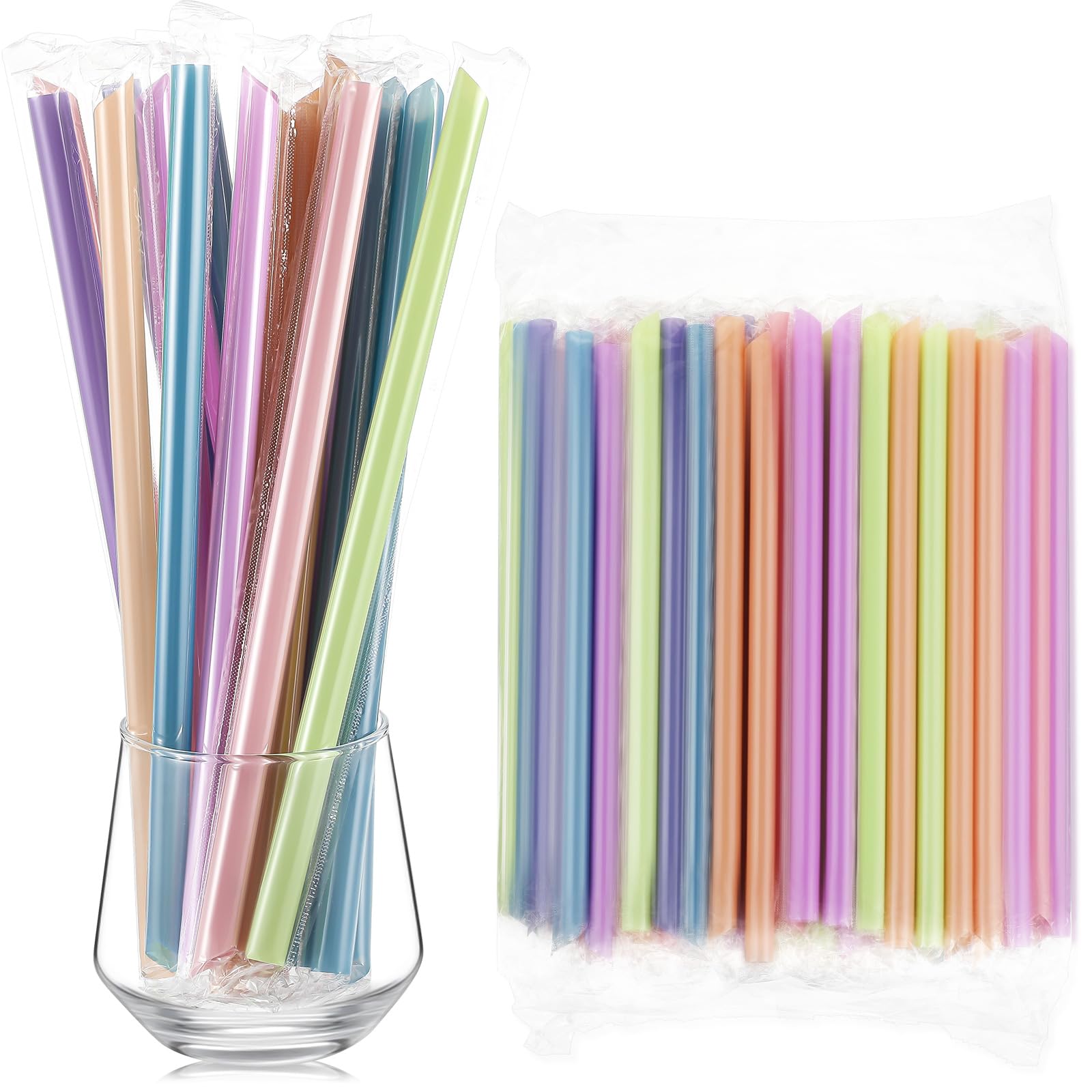 Tessco for You 100 Pcs 9.84 Inch Boba Straws 10mm Wide Morandi Color