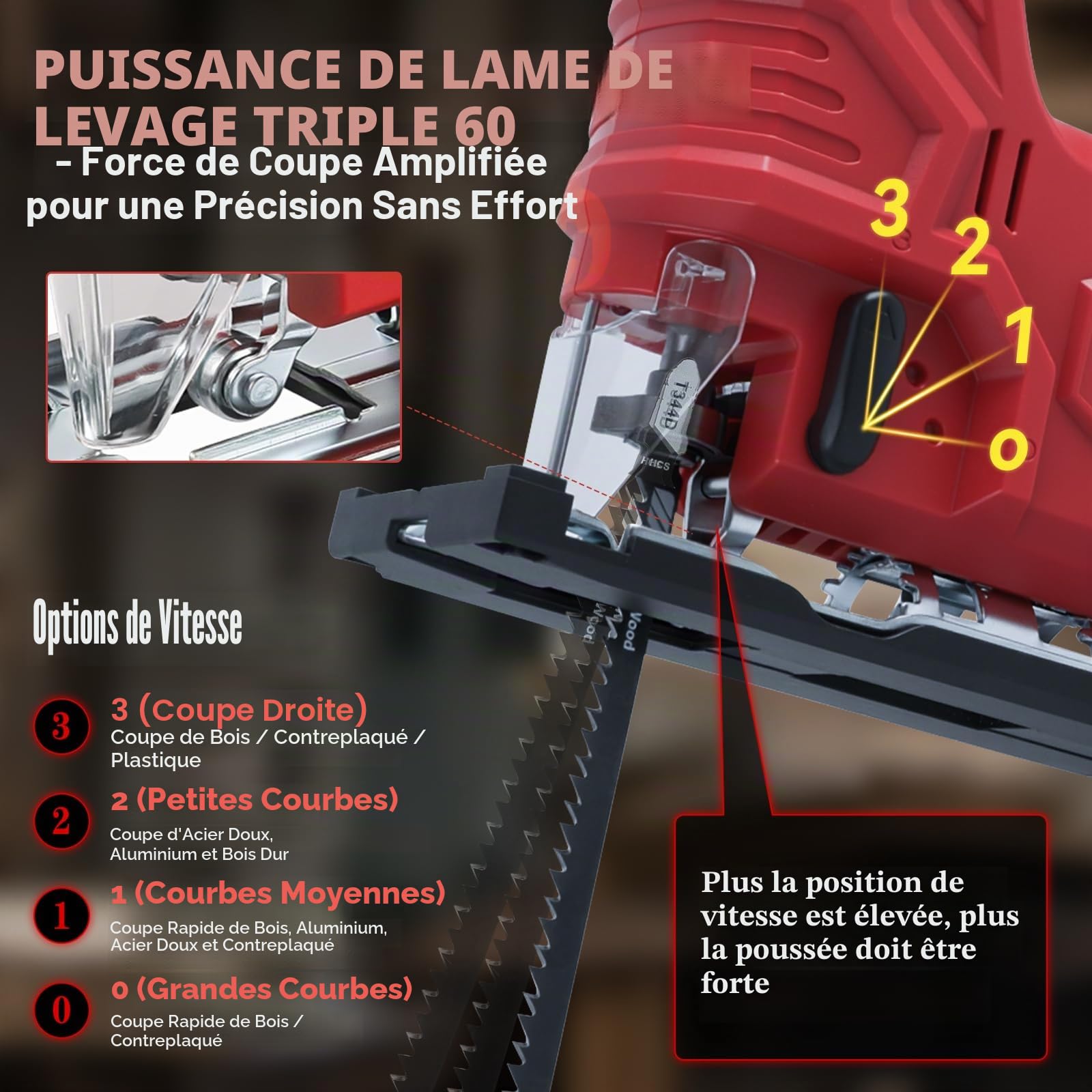 Scie sauteuse sans fil compatible avec batterie Milwaukee 18 V, outil de coupe de scie sauteuse sans balais 400 W 2700 tr/min 45° coupes biseautées pour coupe droite/courbe/cercle (sans batterie)