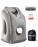 Travel Pillow, Inflatable Neck Pillow Used for Airplanes/Cars/Buses/Trains/Office Napping with Eye Mask/Earplugs (Gray)