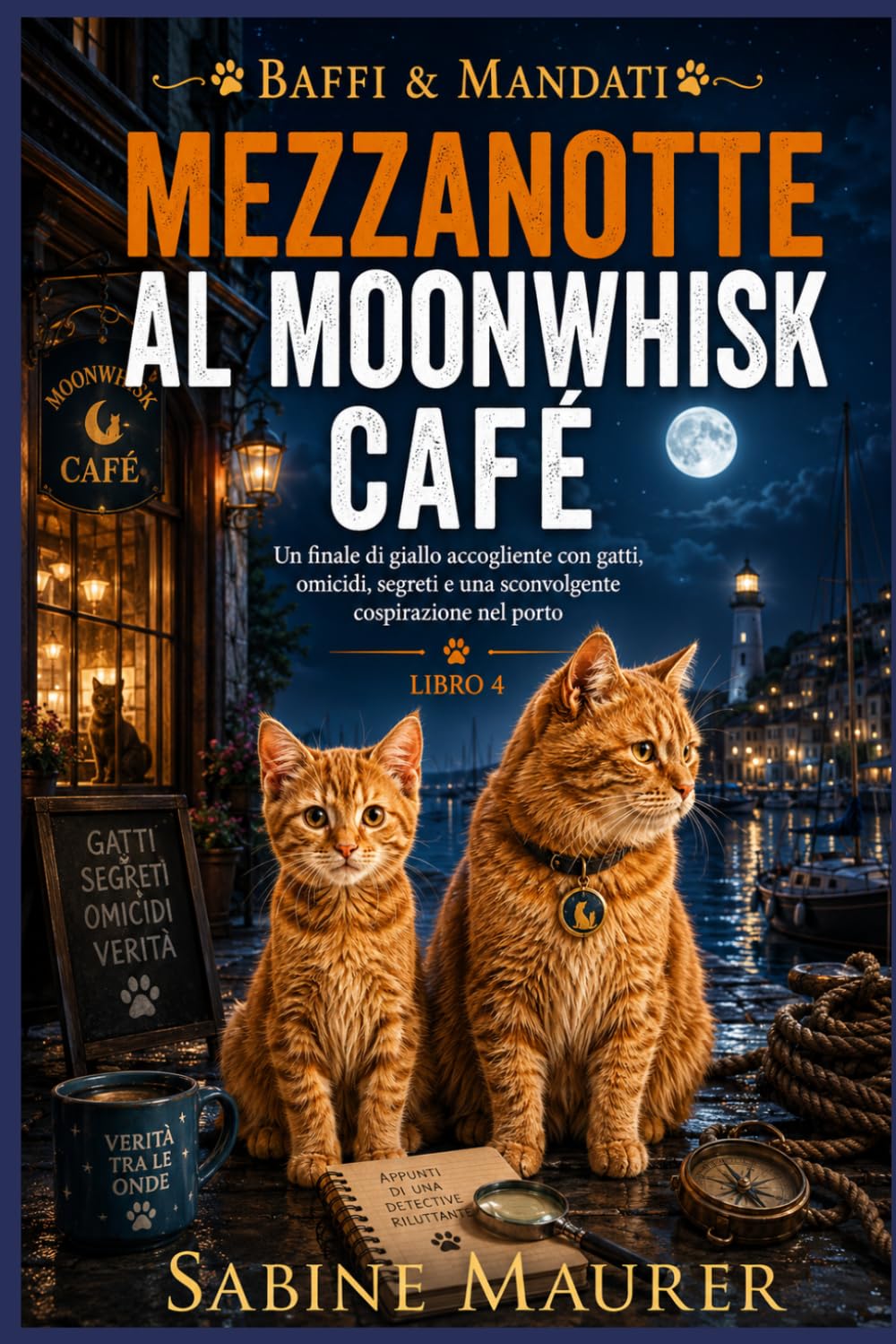 Mezzanotte al Moonwhisk Café: Un finale di giallo accogliente con gatti, omicidi, segreti e una sconvolgente cospirazione nel porto (Libro 4) (Baffi & Mandati)