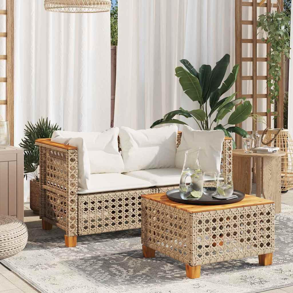 vidaXL Divani Angolari da Giardino con Cuscini 2 Beige Polyrattan, Divano da Giardino con Cuscini, Seduta da Giardino, Divano da Patio