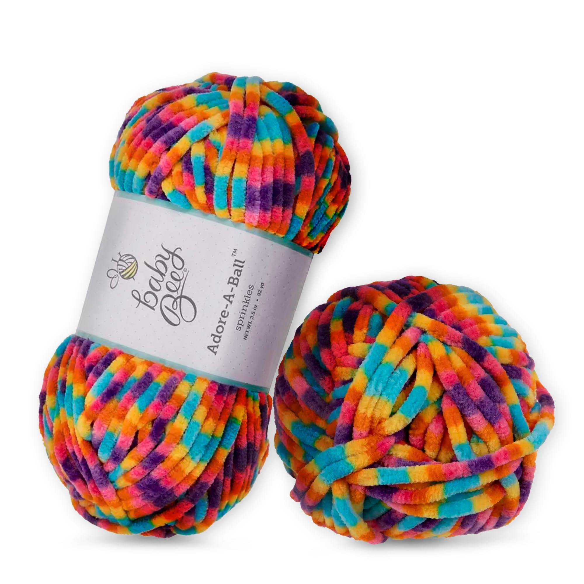 Baby Bee 5 - Bulky Yarn for Crocheting & Knitting – Soft Skein – 92 Yards of Polyester Yarn for Crocheting Blankets, Hats, & More, Sprinkles