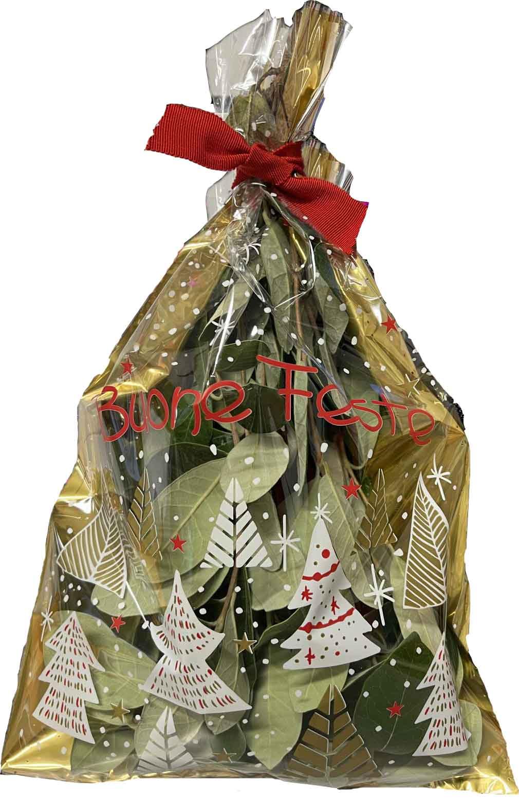 100 Buste Regalo Natalizie Per Vischio E Fiori 22,5x35cm - Fondo Oro, In PPL, Per Regali E Dolci - 3