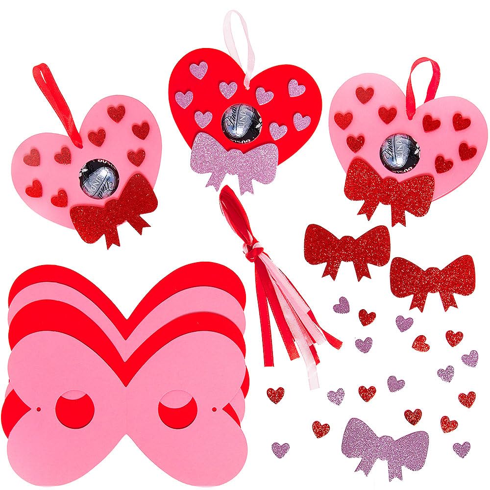 Baker Ross FN685 Heart Chocolate Holder Decoration Kits - Pack of 10, Foam Valentine’s and Mother’s Day Craft Kits