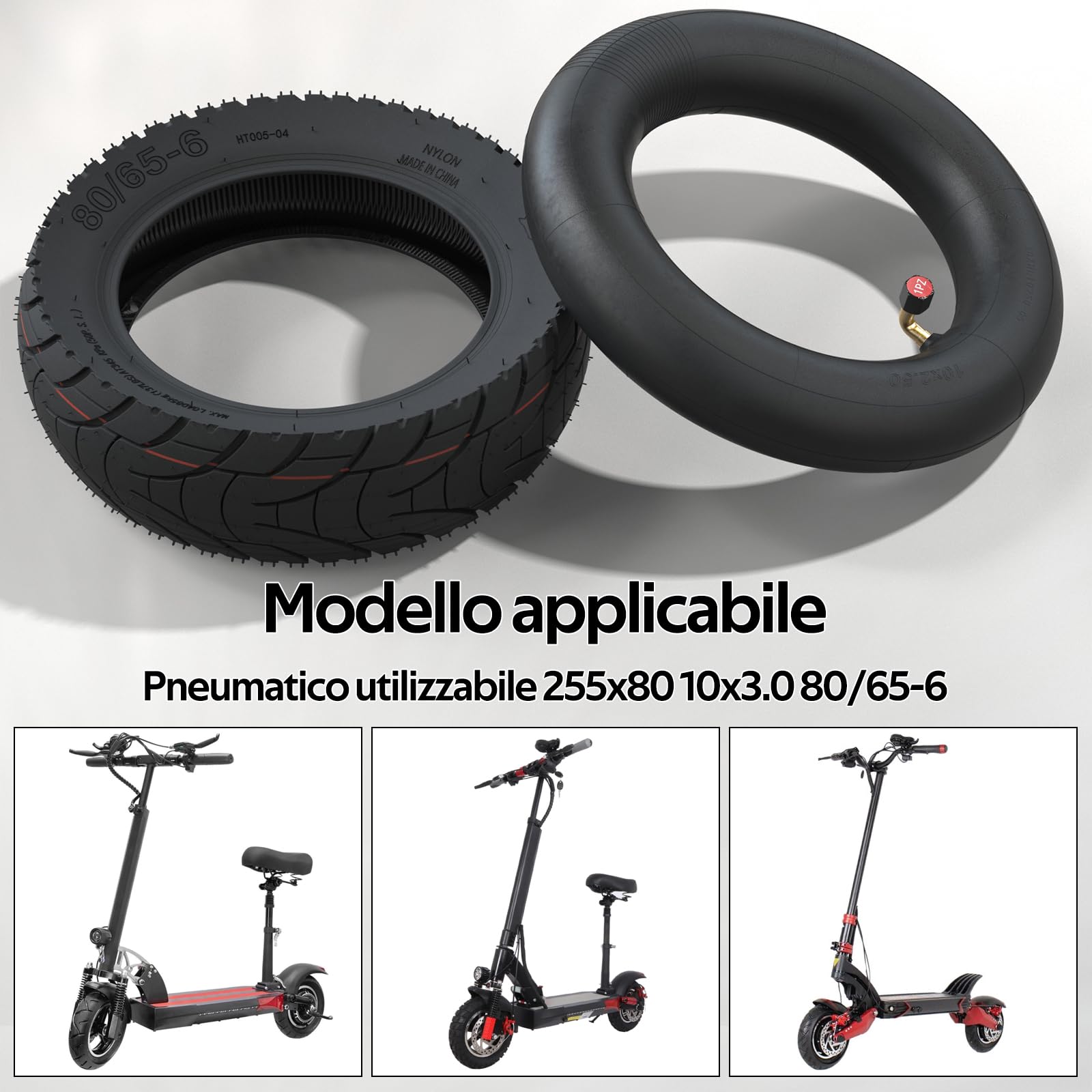 1PZ IT1-G8H Pneumatici e camera d'aria 10x3.0 80/65-6 90/65-6.5 255x80 Adatto per Dualtron VICTOR Luxury Eagle Speedway 4 Kugoo M4 M4 Pro Zero 10X Electric Scooters