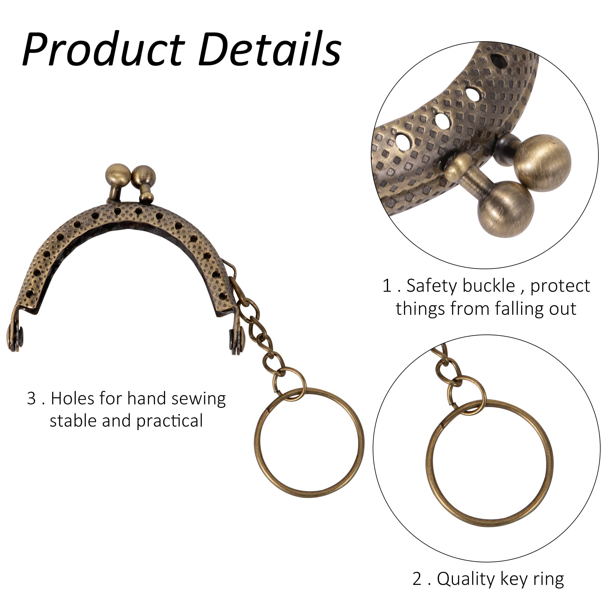 10 Pièces Cadre Baiser Fermoir Métal Semi-Circulaire Pour Sacs Et Porte-Monnaie - Style Vintage Bronze
