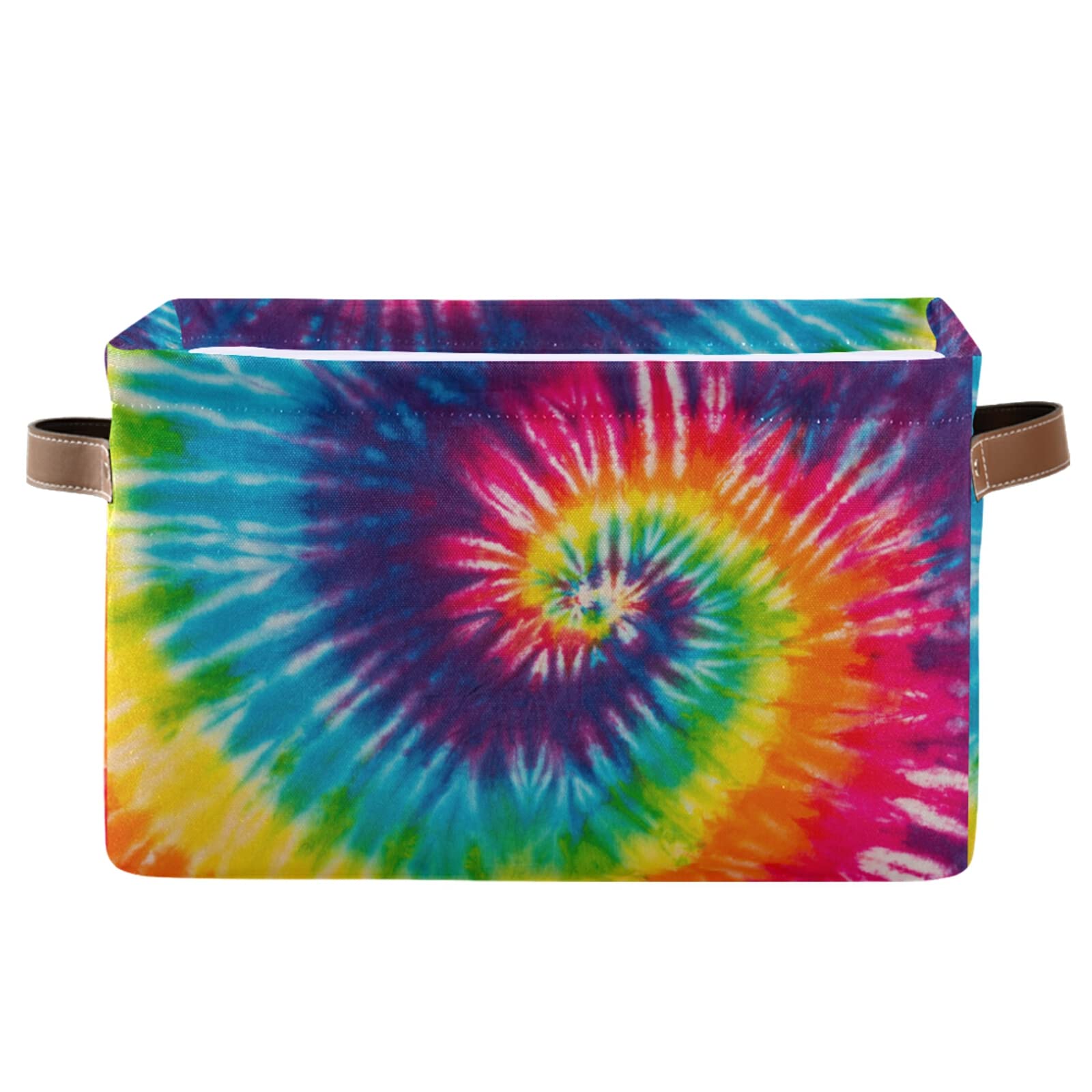 HUXINO Storage Basket Cube, Abstract Swirl Tie Dye Rainbow Large Storage Bin Box Collapsible Clothes Toys Organizer Laundry Basket for Shelves Closet