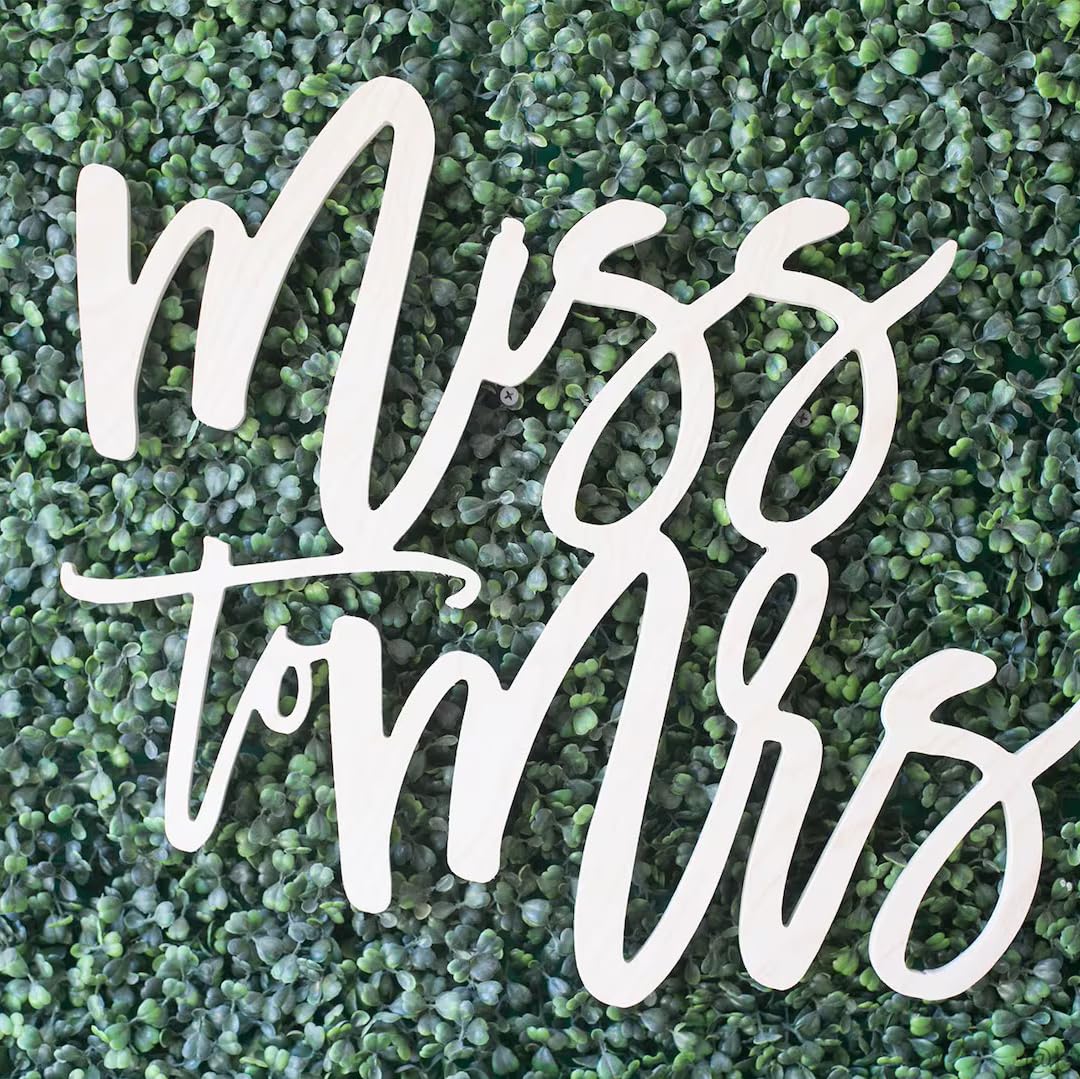 Miss to Mrs Wood Sign, Wedding Backdrop, Wedding Bar Sign, Bridal Shower, Bride to Be Backdrop, Wedding Decor, Bridal Shower Decor (MDF, Small (16"))