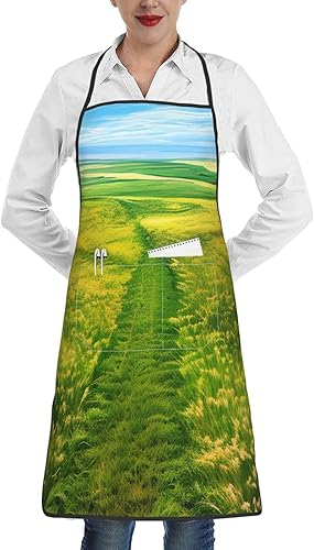 Pastizal Paths Unisex Impermeable Resistente A Las Manchas Delantal Con Bolsillos Para Cocina Restaurante Hotel Barbacoa