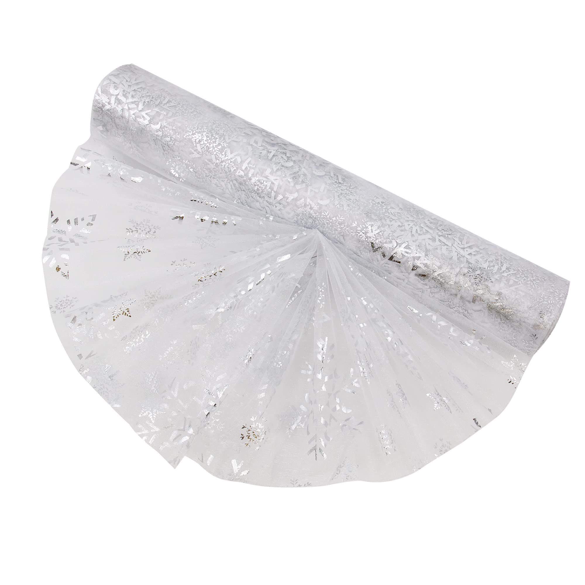 Time to Sparkle 29cm*5.5m Sheer Organza Roll Sash Fabric Table Runner Sashes Chair Cover Bows Swags Wedding Party - Silver Flake