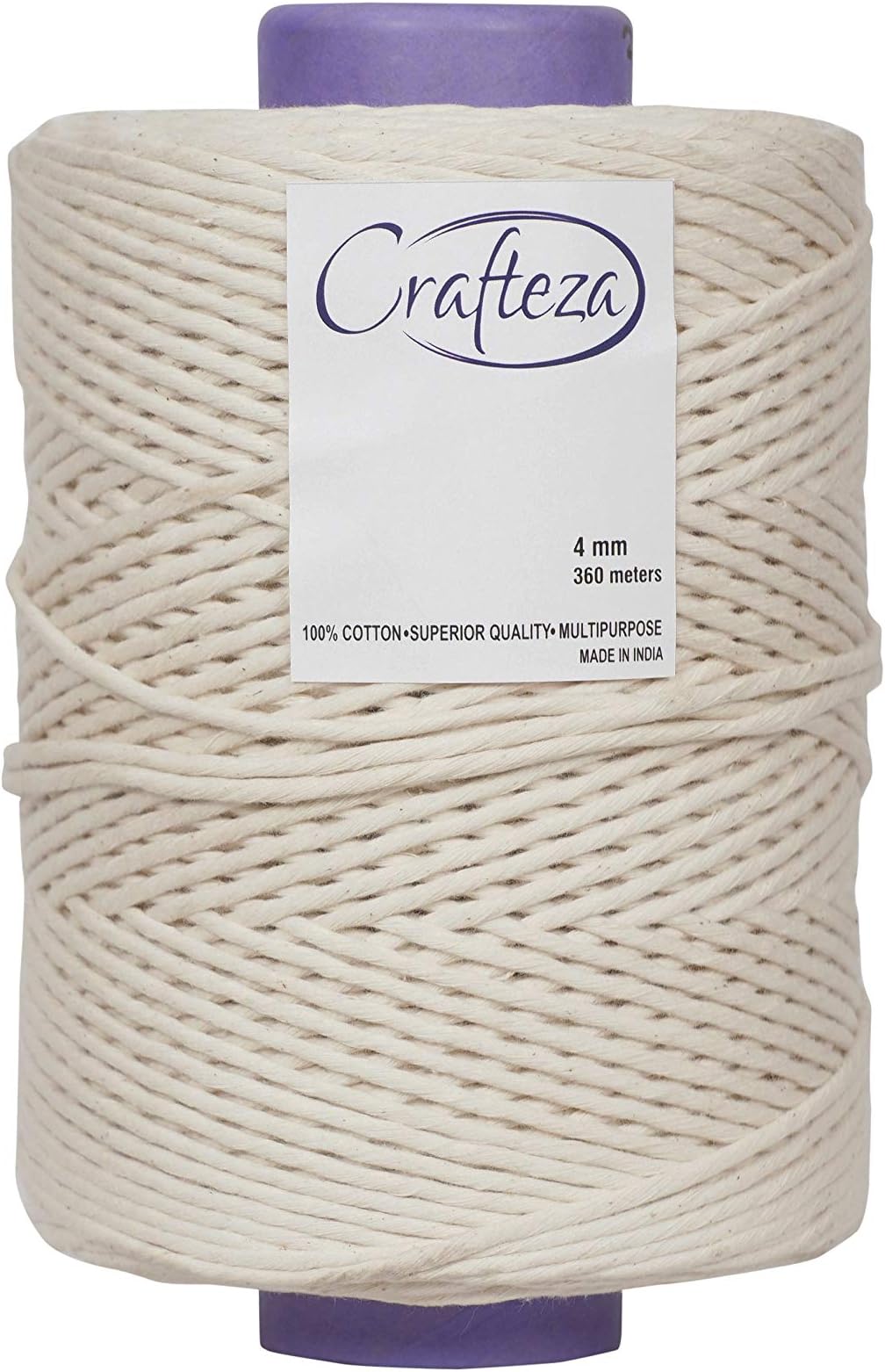 4mm x 1181 ft Single Strand Macrame Cord - 100% Natural Virgin Cotton Cord for Macrame Crafts