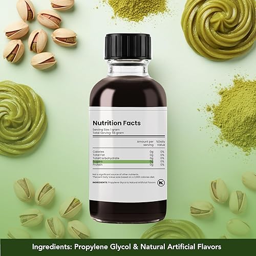 Miniatura 2 de Dolce Flav Extracto de Pistacho  2 Onzas Soluble en Agua Kosher, Sin Azúcar, Sabor Concentrado a Nuez de Pistacho para Hornear, Helado y Pasteles,
