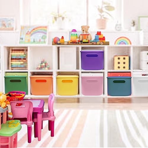 Miniatura 6 de CONEHOY 7 contenedores de almacenamiento de plástico con tapa, multicolores para almacenamiento, cajas de almacenamiento pequeñas de escritorio,