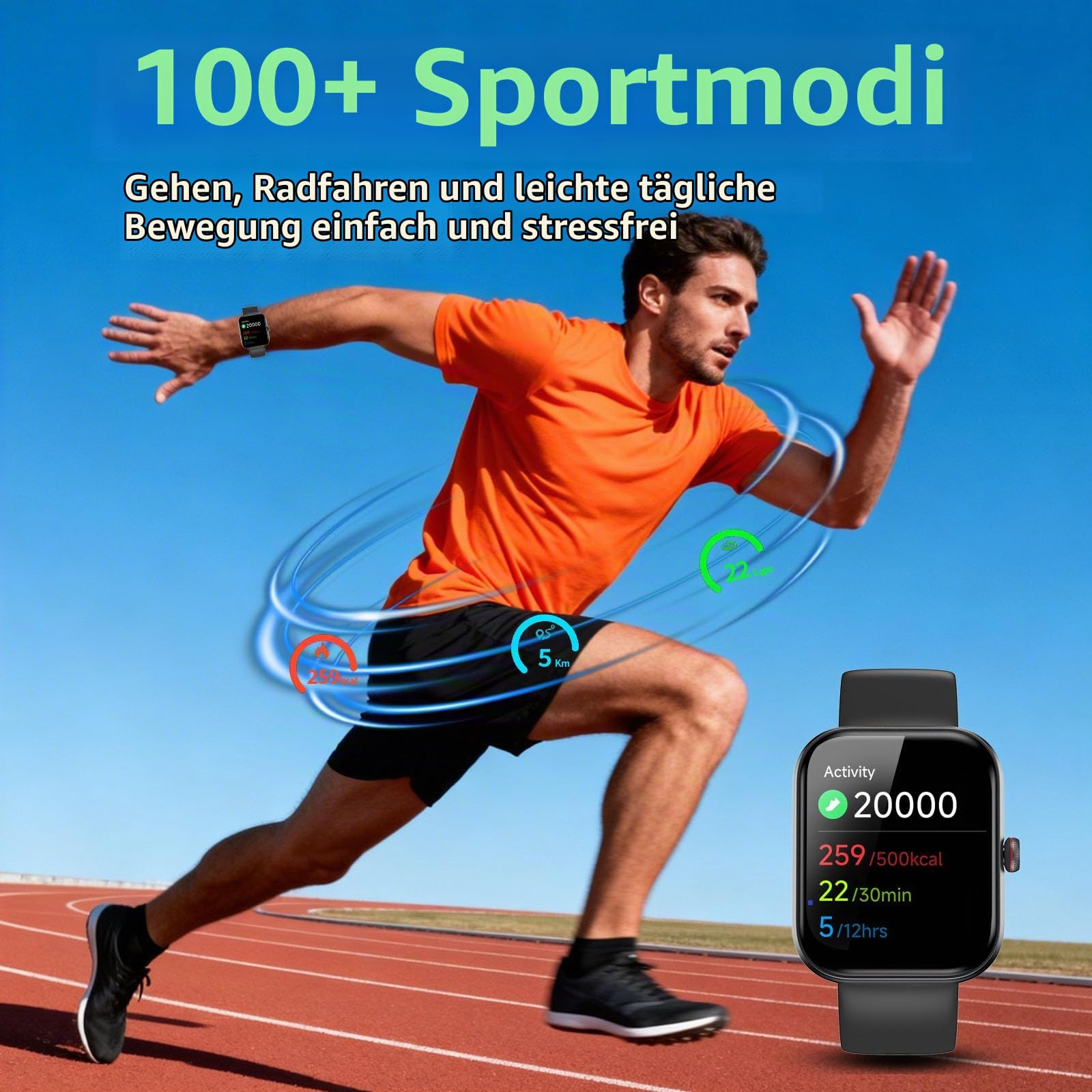 uaue Smartwatch Herren Damen, 1,91" Smart Watch mit Alexa & Telefonfunktion