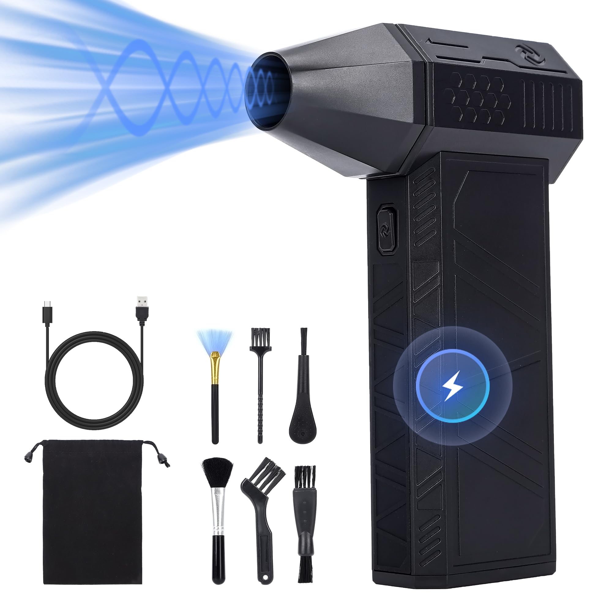 Turbo Fan for Car, Portable Handheld Blower 130000 RPM, High-Speed Air Duster for Detailing, Computer Keyboard Cleaning, Camera Lens Dust Removal