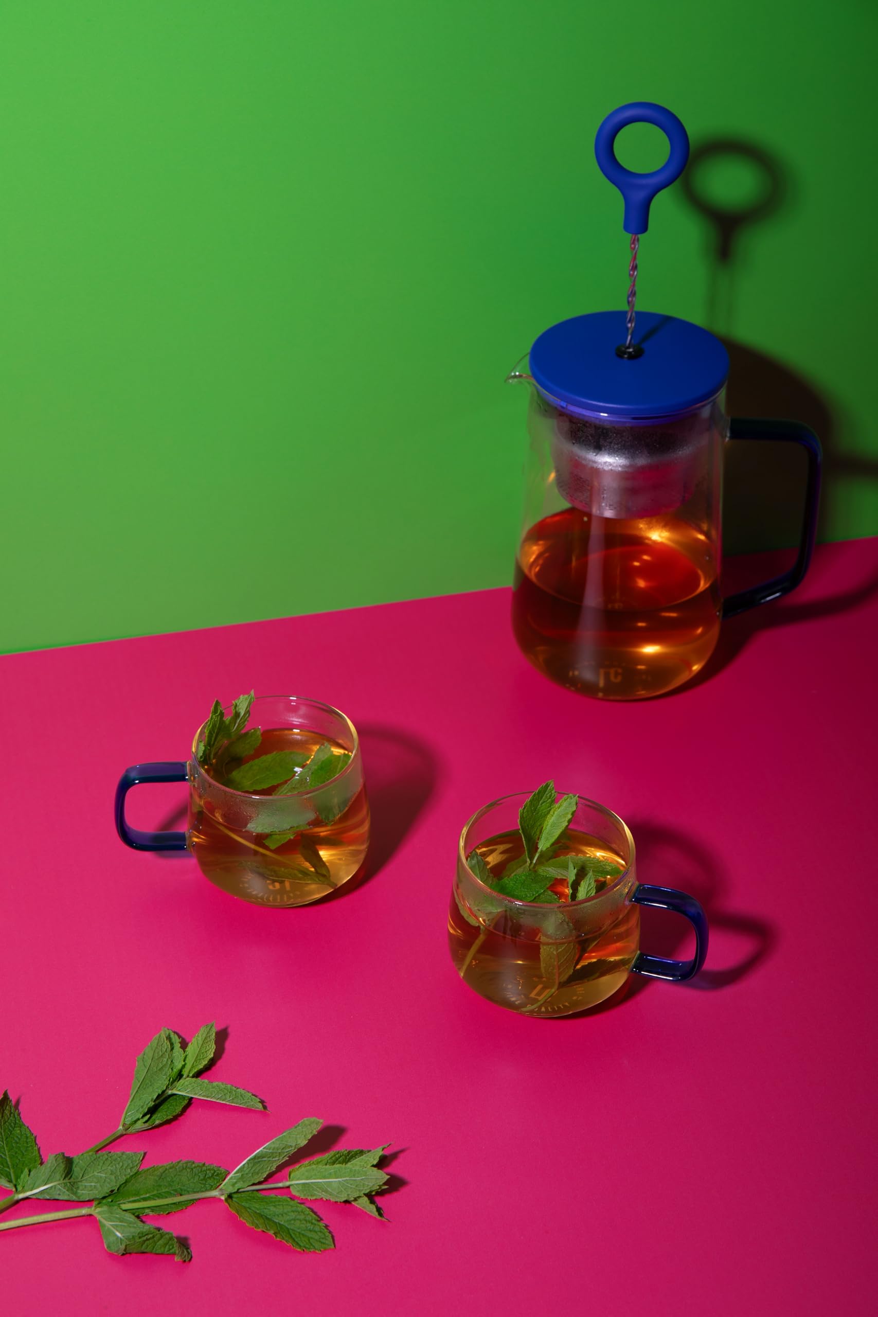La Cafetière, Szklany Kubek La Cafetière Z Niebieskim Szklanym Uchwytem, Stylowe Kubki Do Herbaty, Kawy I Gorącej Czekolady, Wykonane Z Żaroodpornego Szkła