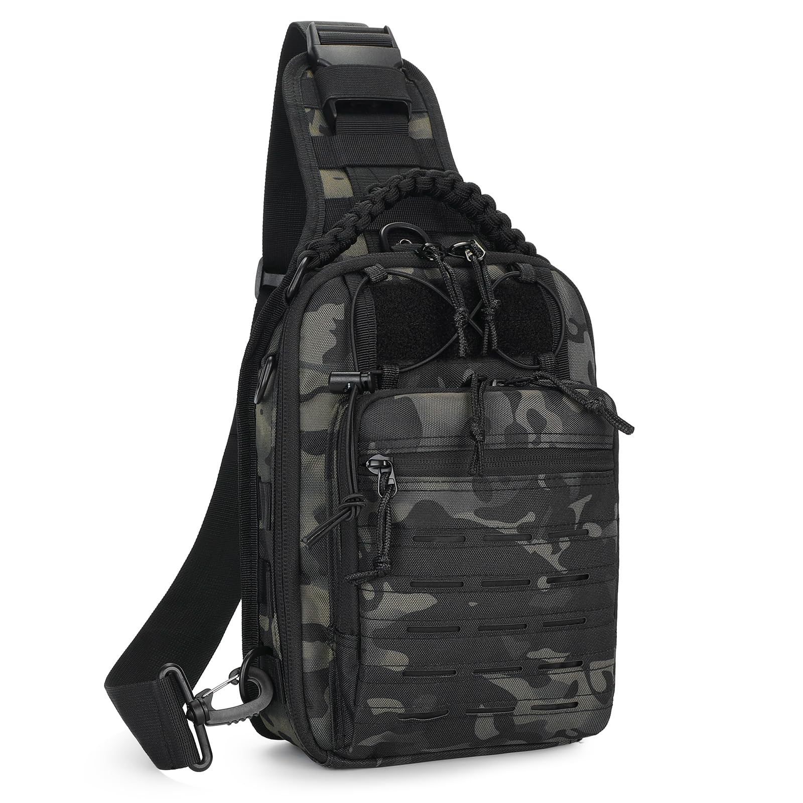 HUNTVP Borsa Petto Tattico Militare Zaino Monospalla Uomo Borsello a Tracolla Molle per Campeggio Ciclismo Escursione Hiking Sport