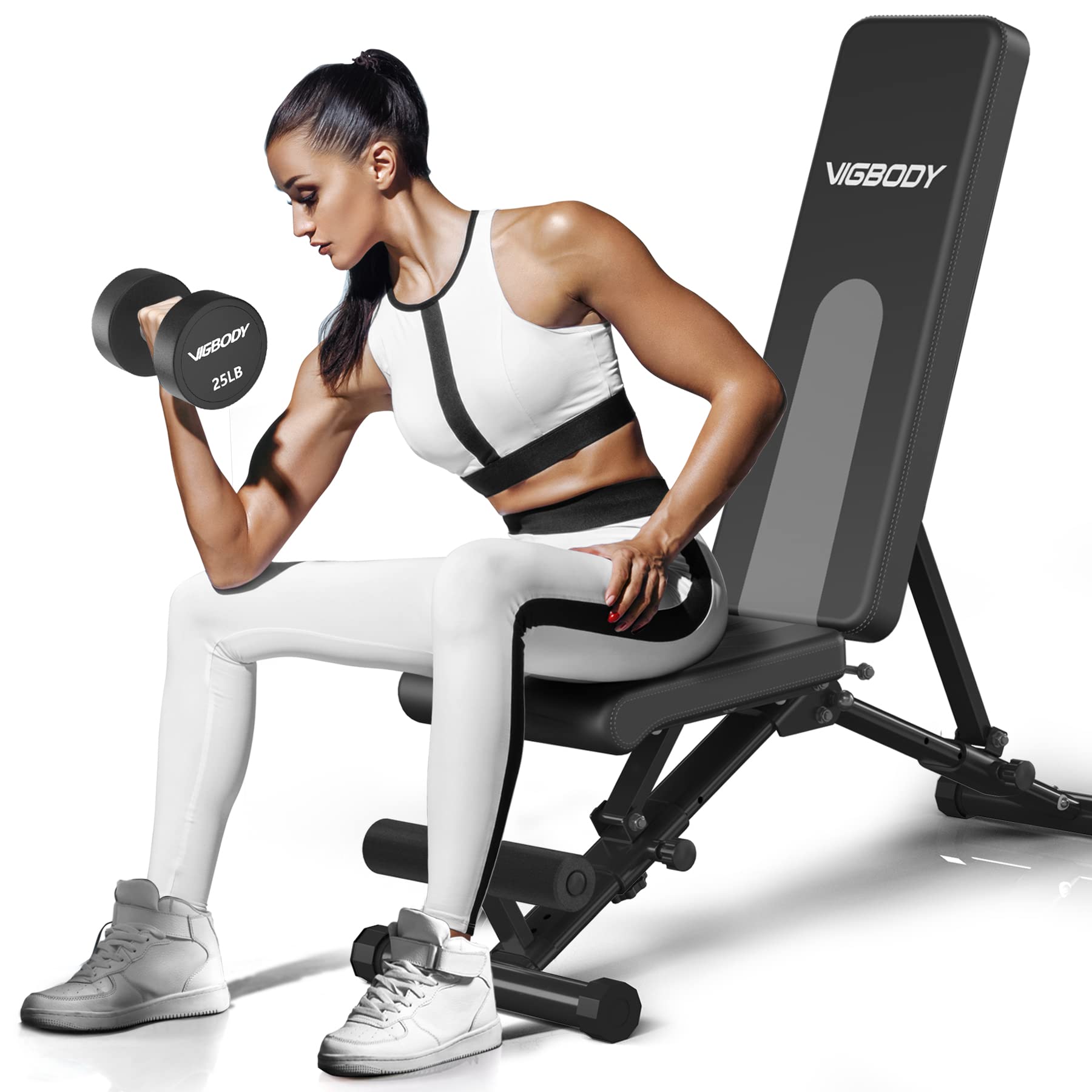 Photo 1 of VIGBODY Weight Bench, Dumbbell Bench With Round Dumbbell 25LB Set