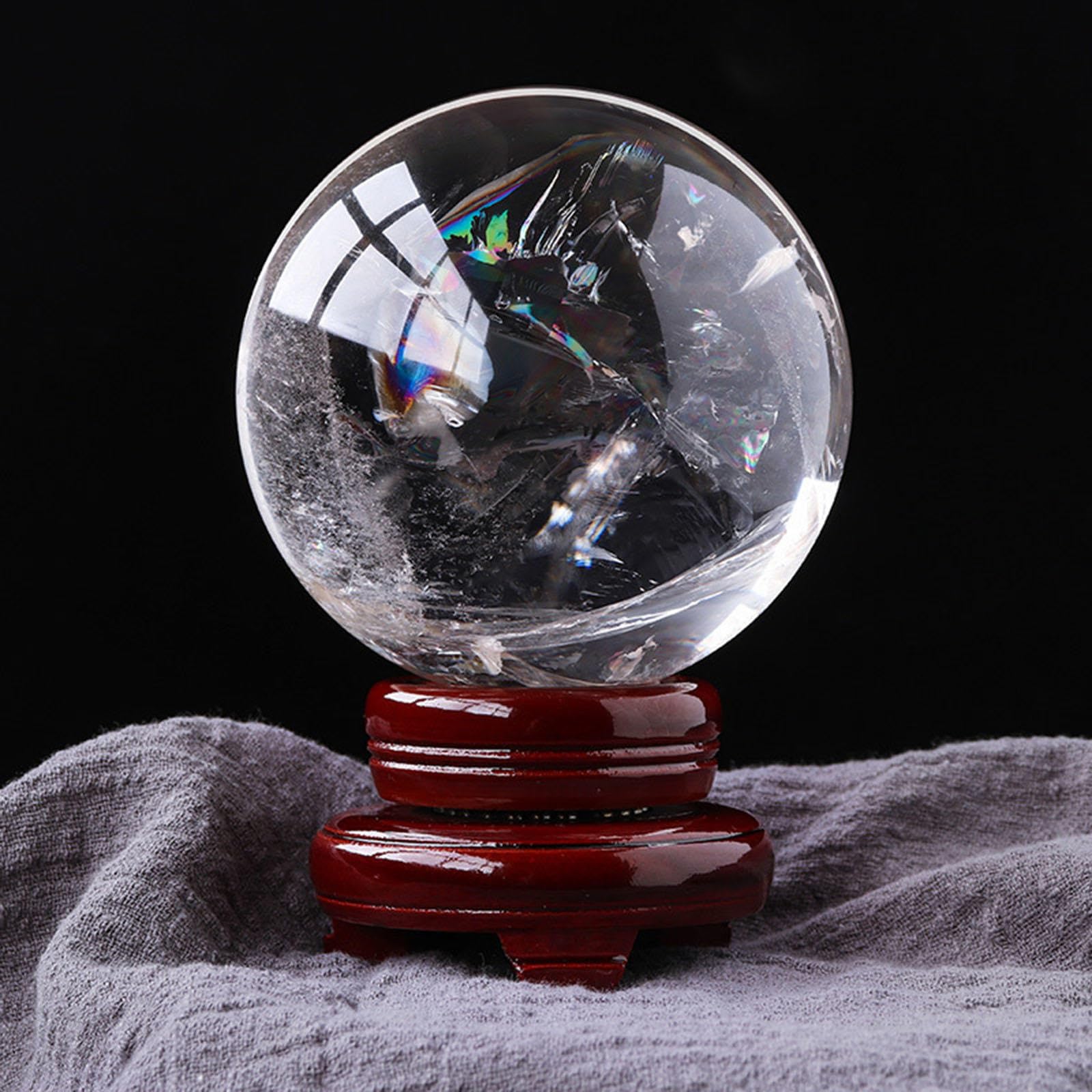 AARTERZZA Clear Quartz Crystal Sphere Ball, Rainbow Crystals,Divination Small Gemstone, for Feng Shui and Home Decor,7cm