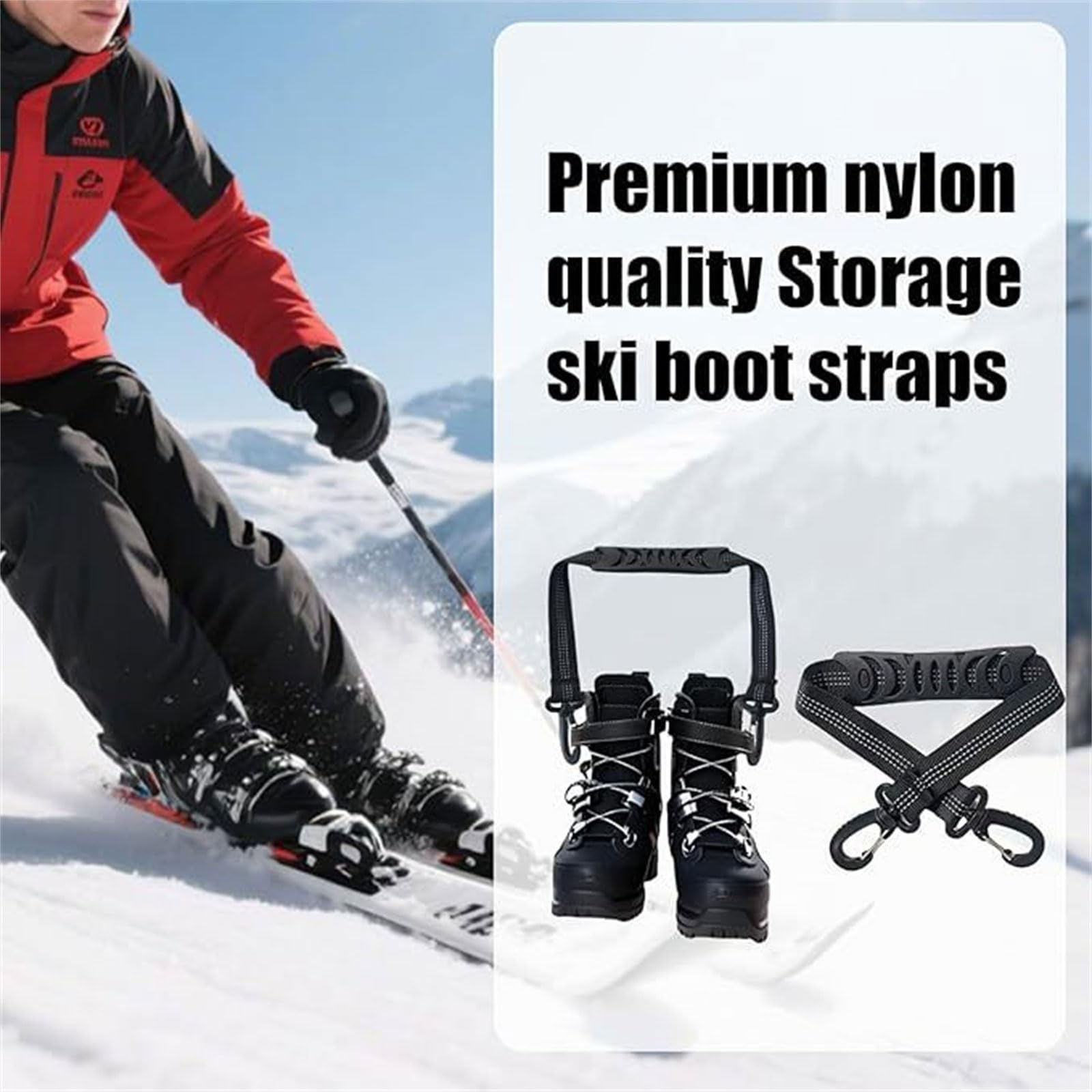 Lot de 2 sangles de rangement pour équipement de ski avec épaules rembourrées antidérapantes pour patin à glace, snowboard, bottes de ski