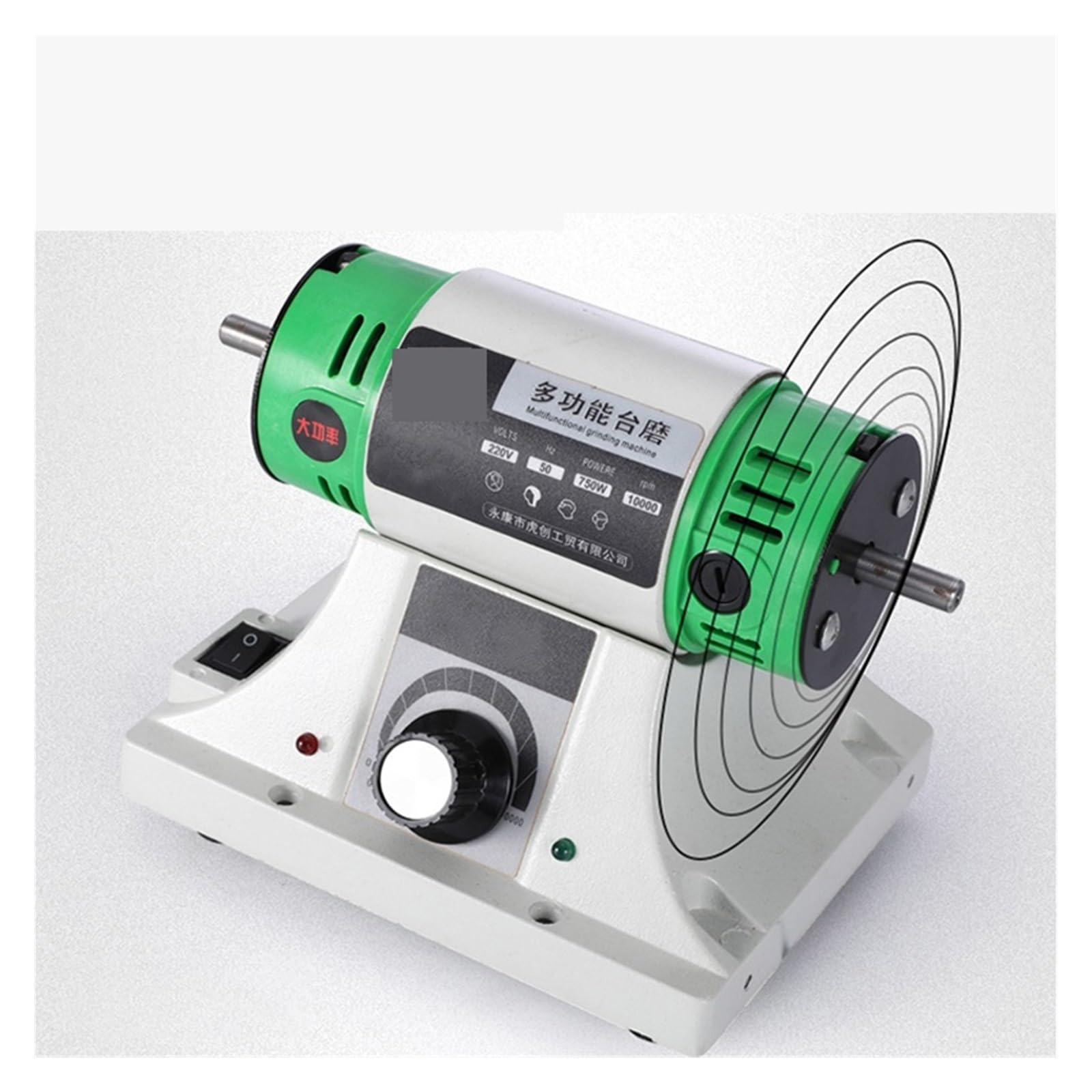 Esmeriladora de Banco, Máquina pulidora de banco eléctrico for joyería y gemas, pulidora de torno de escritorio, velocidad ajustable de 0 a 10000RPM, 750W, para moler, pulir y taladrar(Groen)