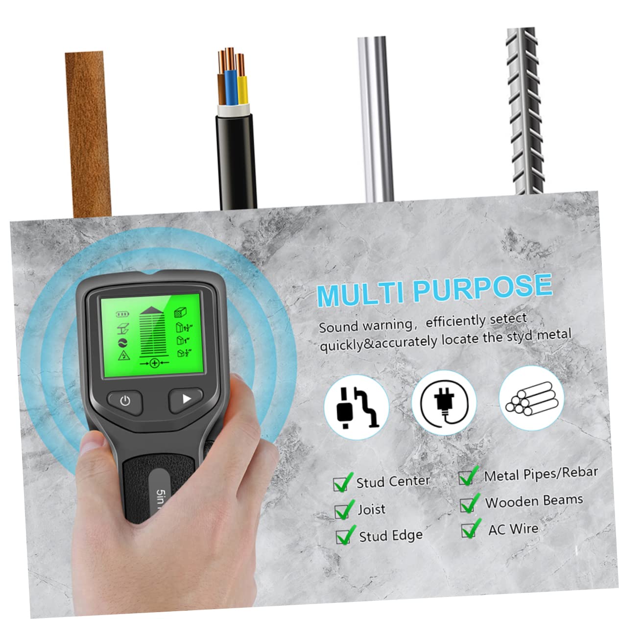 Hemobllo Scanner Da Parete Con Display Lcd Rilevatore Metal Detector Portatile Per Localizzare Fili Metallici e Centri Di Pareti Dispositivo Elettronico Durevole