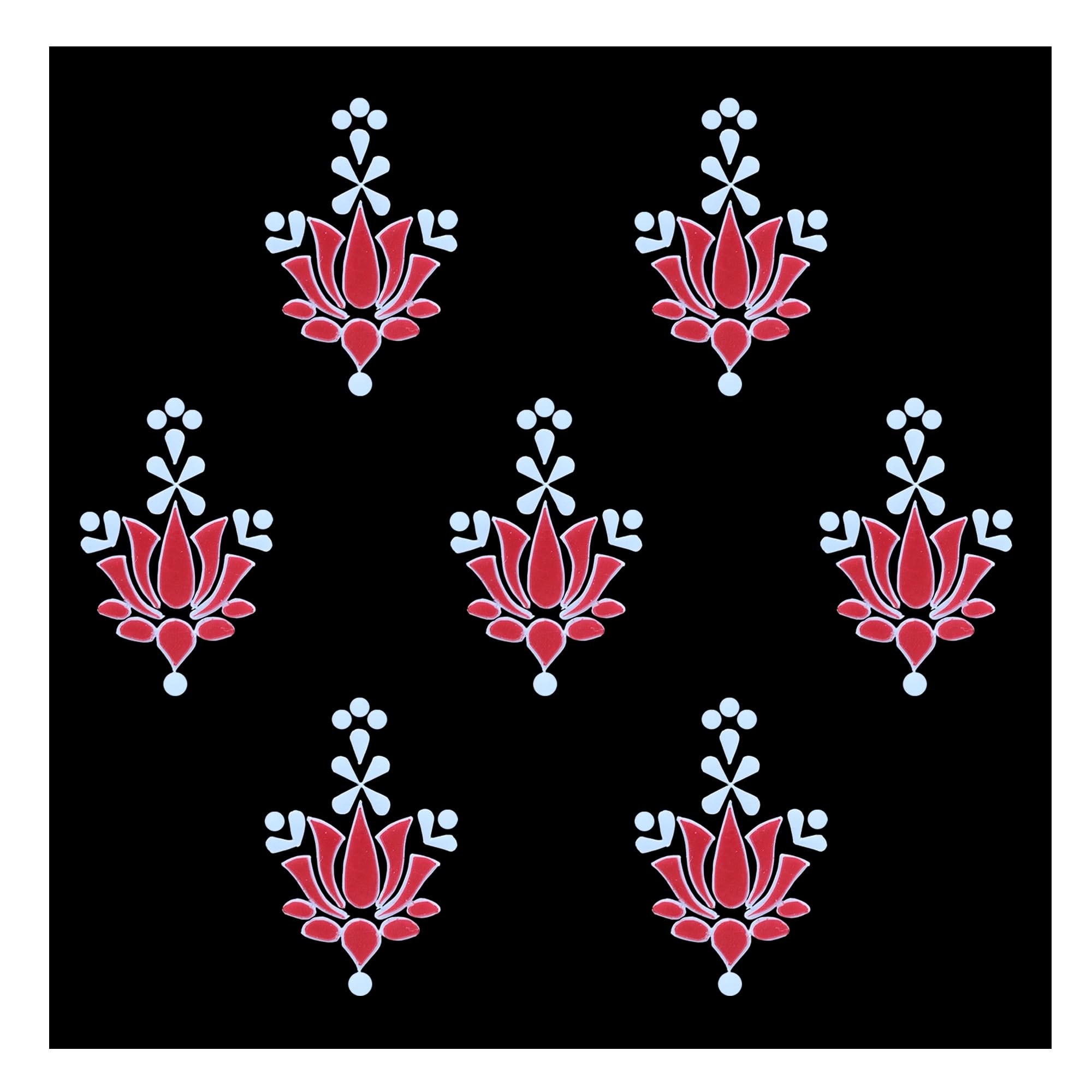 Comet Busters® Designer Bindis – Red & White Lotus Design – 15mm Size – Reusable Fancy Forehead Stickers – Pack of 7 (OBV2454) – Non-Bindiful Traditional Bindi for Women & Girls-picture-27