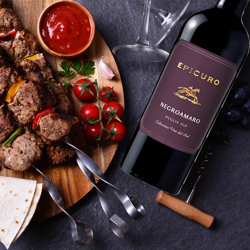 Epicuro Negroamaro Puglia, trocken, sortenreines Weinpaket + VINOX Winecards (6x0,75l)