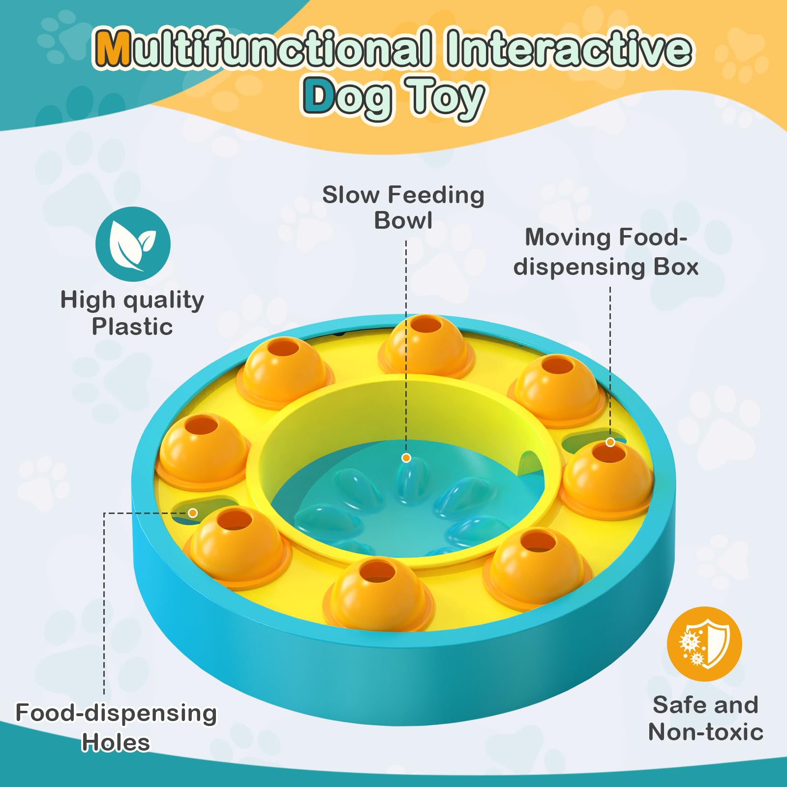 Yirochan Interactive Dogs Toys for Slow Feeder 2 in 1 Dog Puzzle Toys Treat Dispenser for Dogs Cats Puzzle Feeders for Dogs IQ Training Funny Feeding Reducing Boredom Intelligence Improving - Image 3