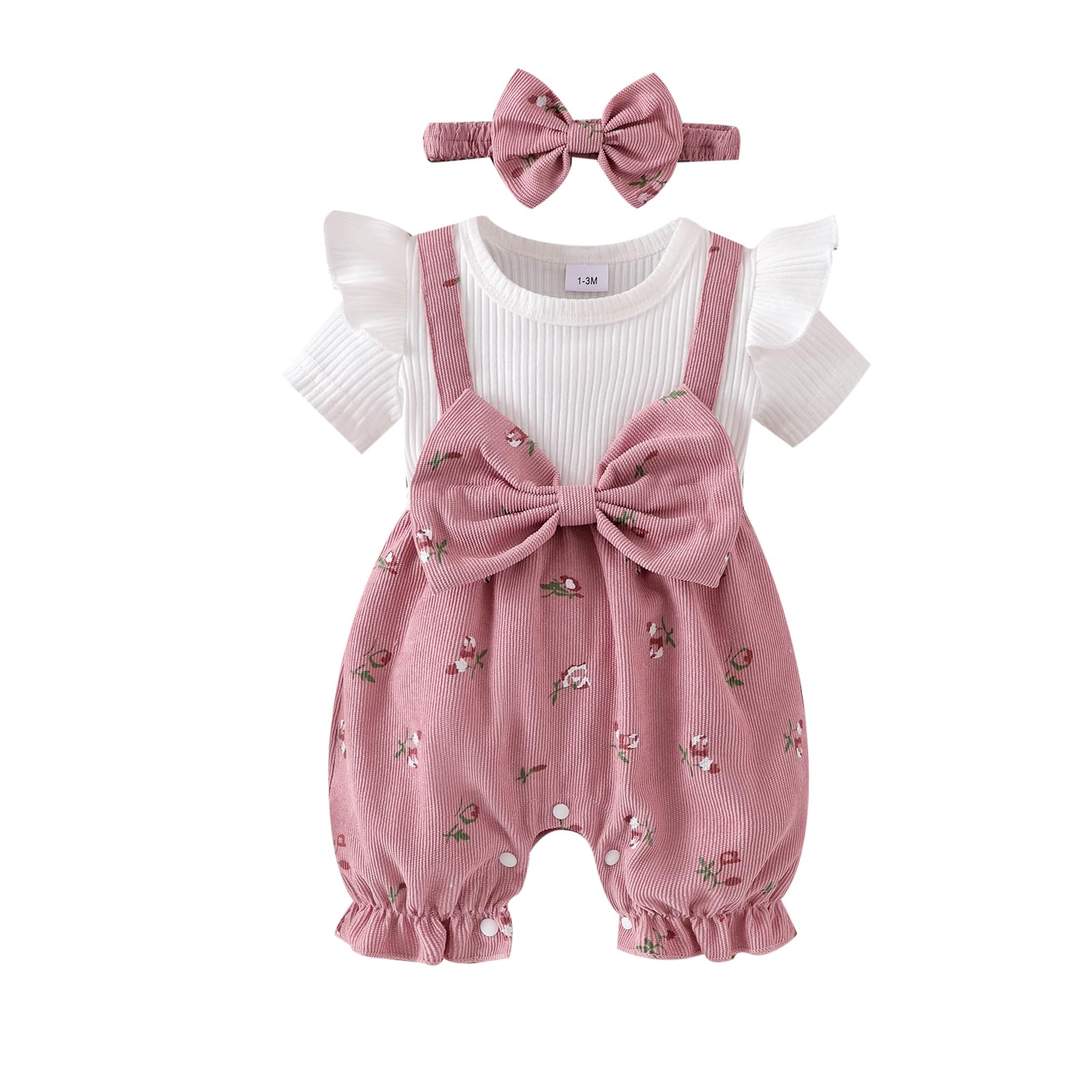 YINGISFITM Newborn Baby Girl Summer Clothes Short Sleeve Bubble Romper Bow Shorts Jumpsuit Infant Outfit 0 3 6 9 12 18 Months