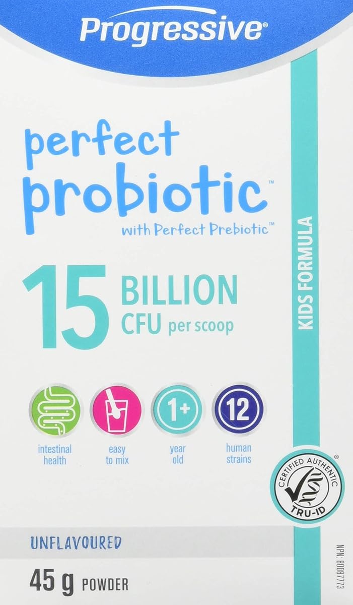 Progressive Progressive Perfect Probiotic for Kids, Powder Supplement, 15 Billion Active Cells, 45g,(Package May Vary)