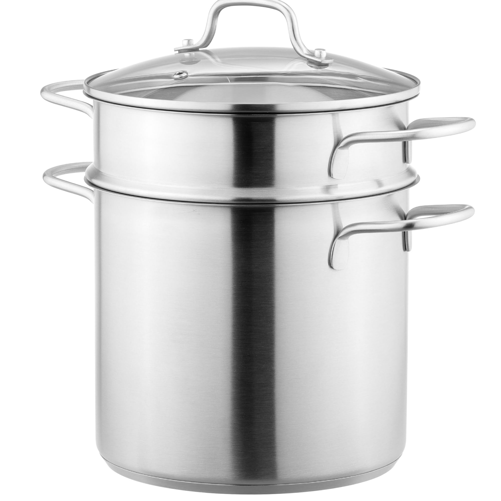 Navaris Olla de acero inoxidable para pasta y verduras, 5.7 L (6.1 cuartos de galón) – Maceta versátil – Apto para inducción, gas, eléctrico y horno – Lavavajillas