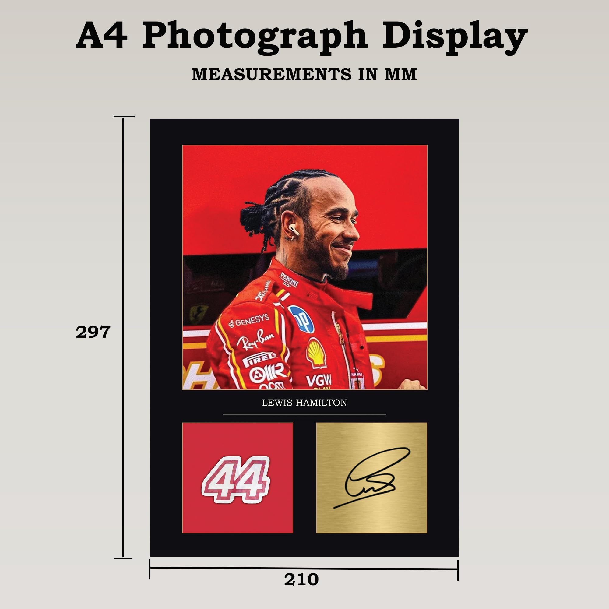 Lewis Hamilton - Stampa con autografo, formato A4, senza cornice, idea regalo per ragazzi, riprodotta digitalmente Formula 1, idea regalo F1