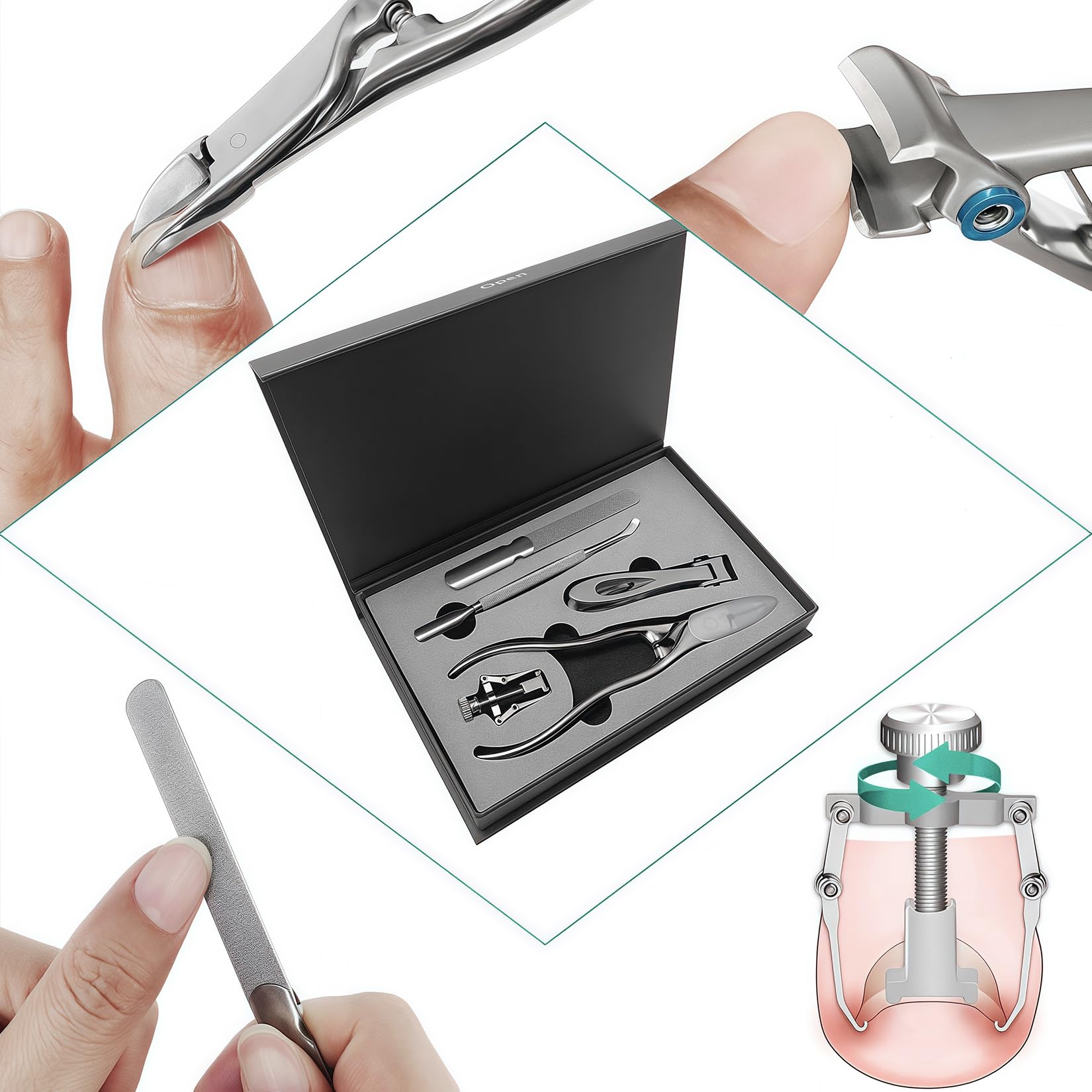 Cortaúñas para los dedos de los pies para hombre, uñas gruesas encarnadas, ergonómico de mango largo, corte de uñas grande con apertura de mandíbula ancha, ultra afilado, resistente para