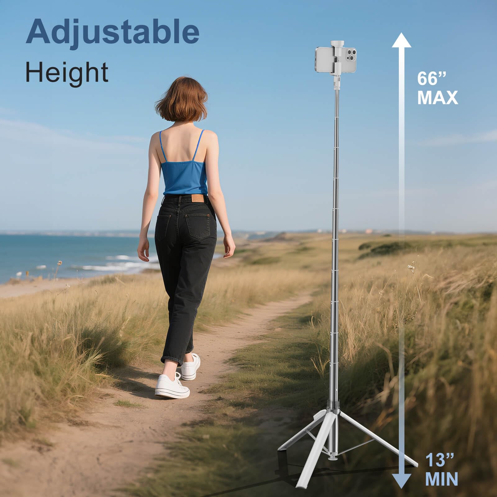 Trípode automático para teléfono de 66 pulgadas con control remoto, trípode para teléfono celular para grabación de video de iPhone y transmisión en vivo, trípode ajustable para creadores de