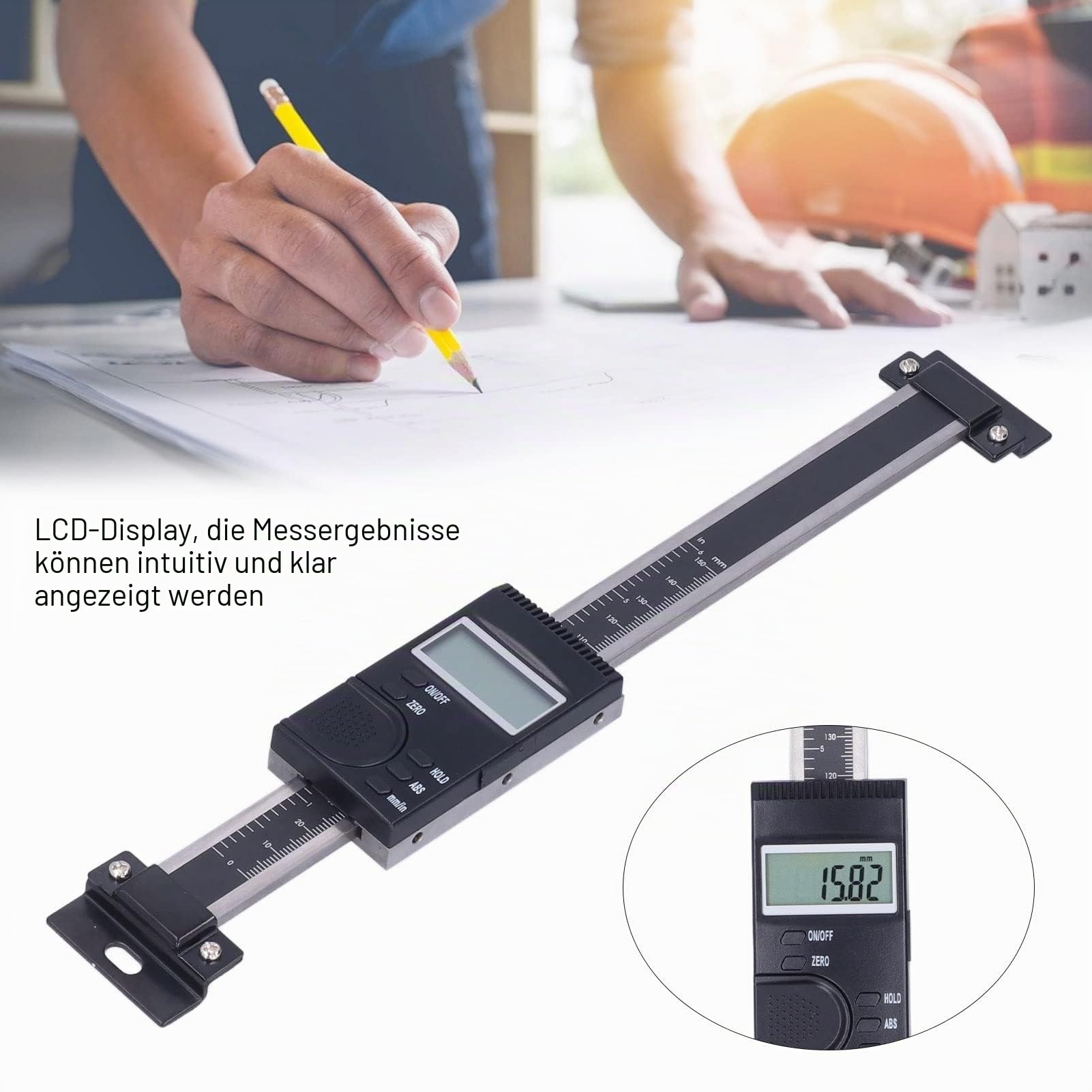 Walfront Digitaler Vertikaler Messschieber IP45 Wasserdichte Digitalanzeige Linearskala mit LCD-Display Digitale Messschieber für Fräsmaschinen (0-150mm)