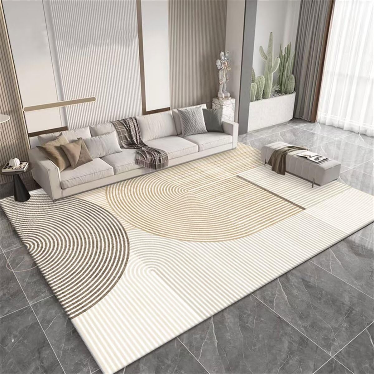 Tapis de salon moderne qui ne se decolore pas pour deco grise durable