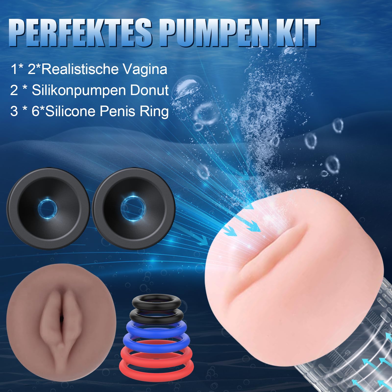 Pompa Per Pene Pompa Per Pene, Pompa Per Pene Ipx7 Impermeabile Con 6 Anelli Per Il Pene, Giocattoli Sessuali Per Uomini, Estensore, Pompe Per Pene Ad Acqua, Ingrandimento Del Pene