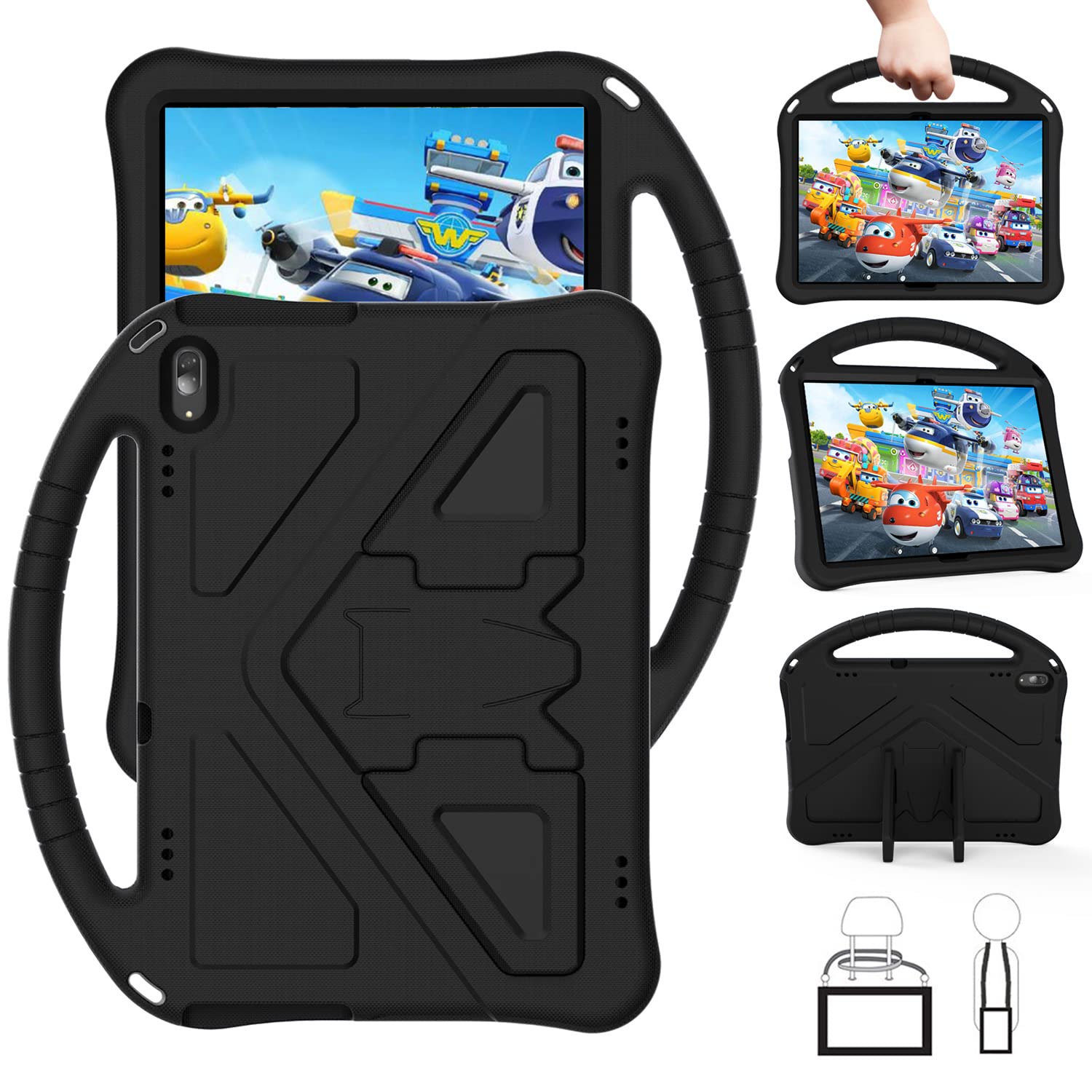 EabhulieCase for Lenovo Tab M10 TB-X505X/F/Smart Tab M10 TB-X605F/ Tab P10 TB-X705F/L, Kids Friendly Durable Lightweight Handle Stand Shockproof Protective Cover Black