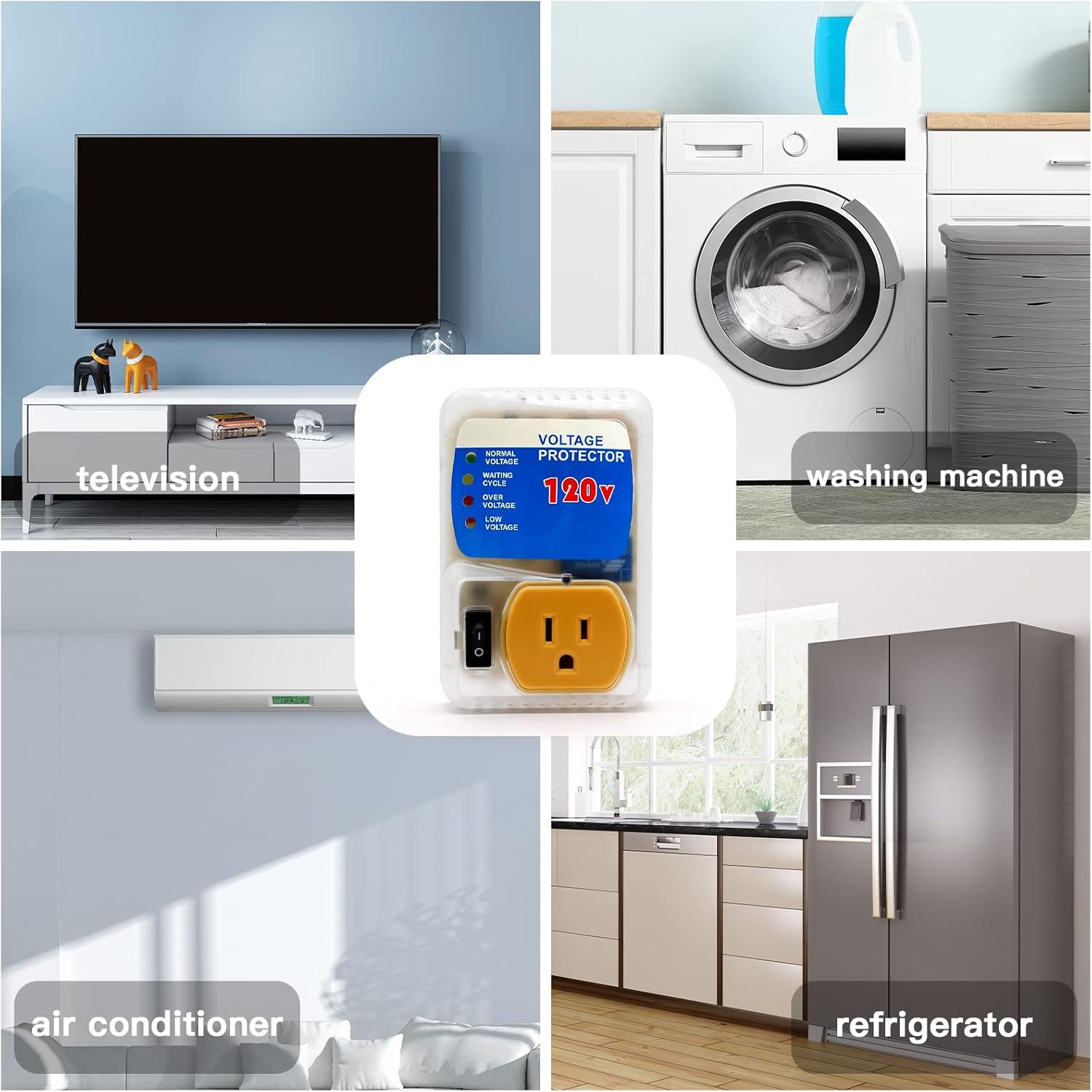 [ETL Listed] BSEED Surge Protector, Surge Protector Outlet for Home Appliances, Power Surge Protector Suit for Refrigerator, TV, Computer and Freezer, Adjustable Voltage Regulator, 120V,1800W, 2 Pack - Image 5