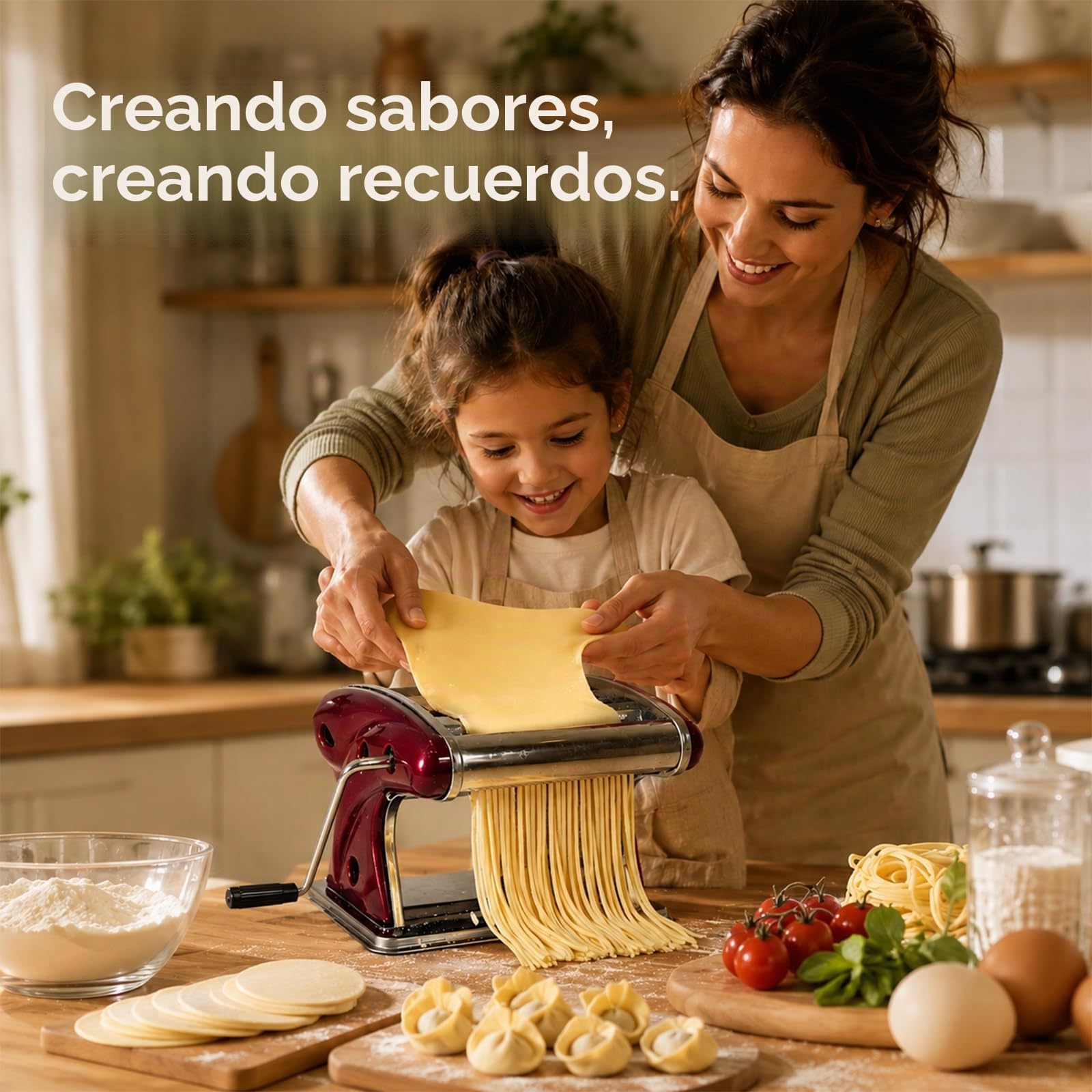 XINGYUEXUAN Máquina manual para hacer pasta, fideos, masa, acero inoxidable, con cortadores de 2 mm y 4 mm para hacer pasta casera