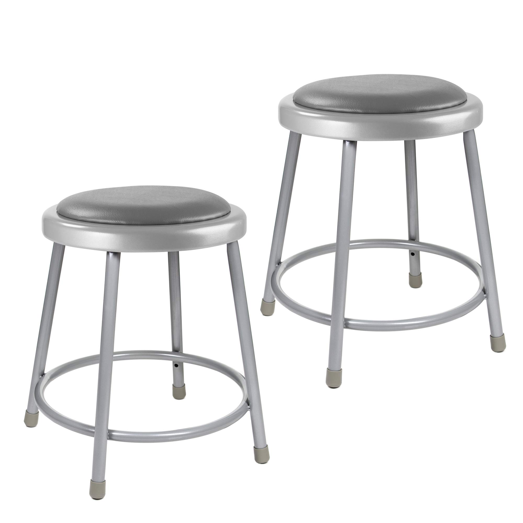 OEF Furnishings OEF6418/2 Premium Commercial-Grade All-Purpose Round Stool (18-inch Height, Gray Frame, Vinyl Padded Seat, 2-Pack)