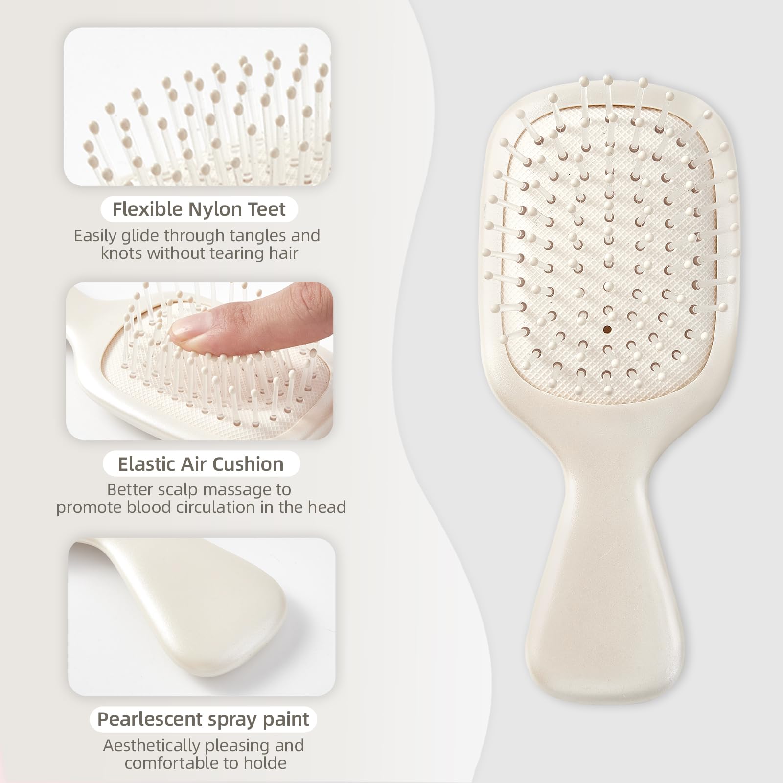 Mini brosse à cheveux pour femmes, hommes et enfants, brosse à cheveux portable de voyage pour poches, sacs à main, mini brosse démêlante pour tous les types de cheveux, petite brosse à