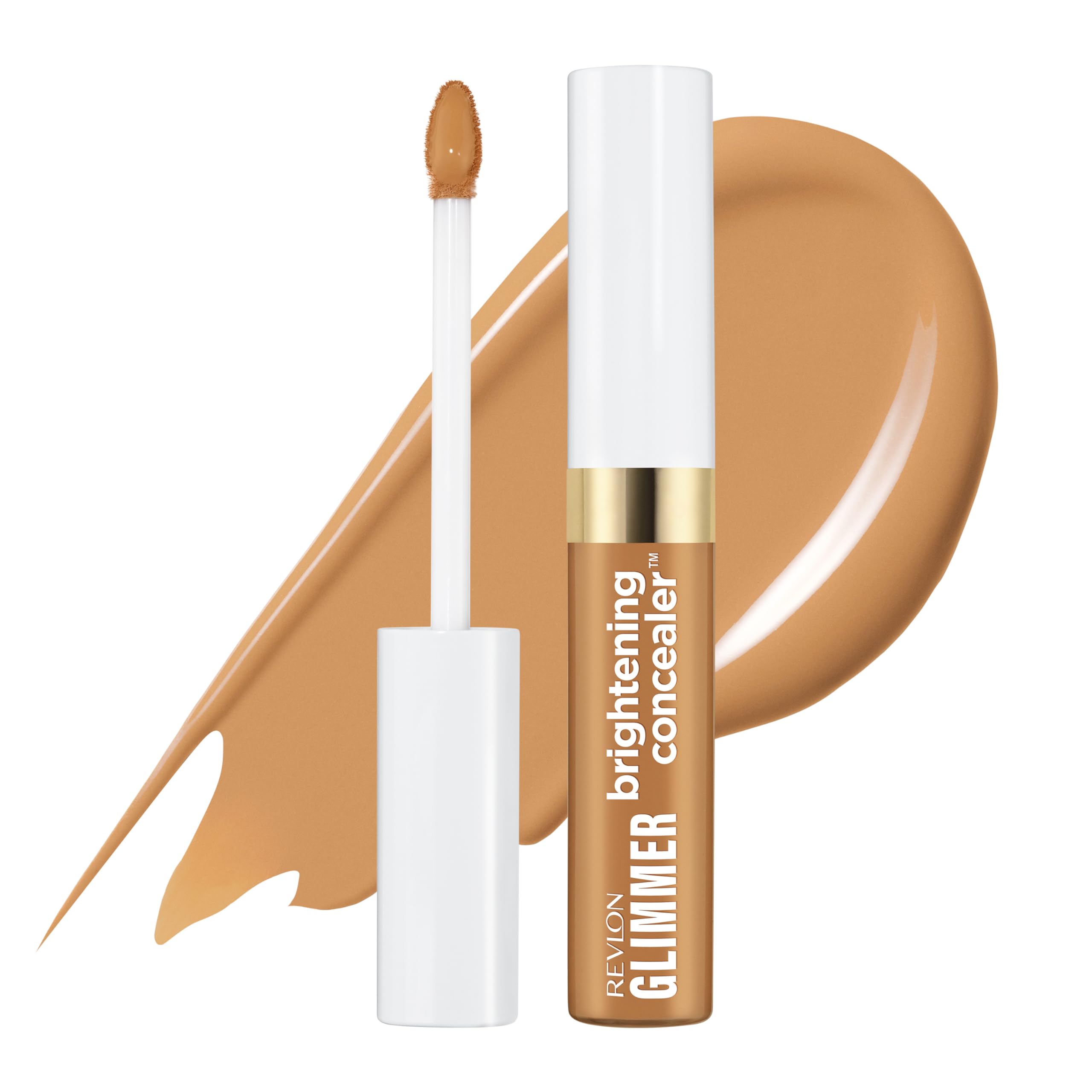 Revlon Glimmer Brightening Concealer, Liquid Under Eye Makeup, Made with Caffeine, Vitamin C, & Stevioside, 155, 0.3 fl oz